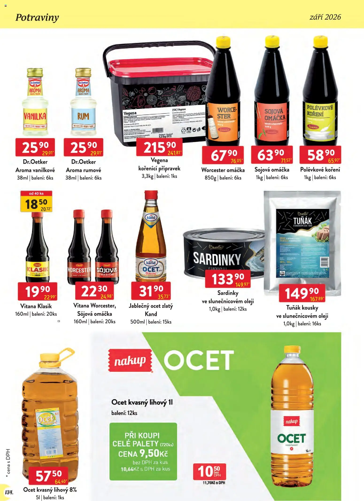 Astur & Qanto leták - Velkoobchod 09/2026 od 01.09.2026 | Strana: 134 | Produkty: Tuňák, Ocet, Jablečný ocet, Sójová omáčka