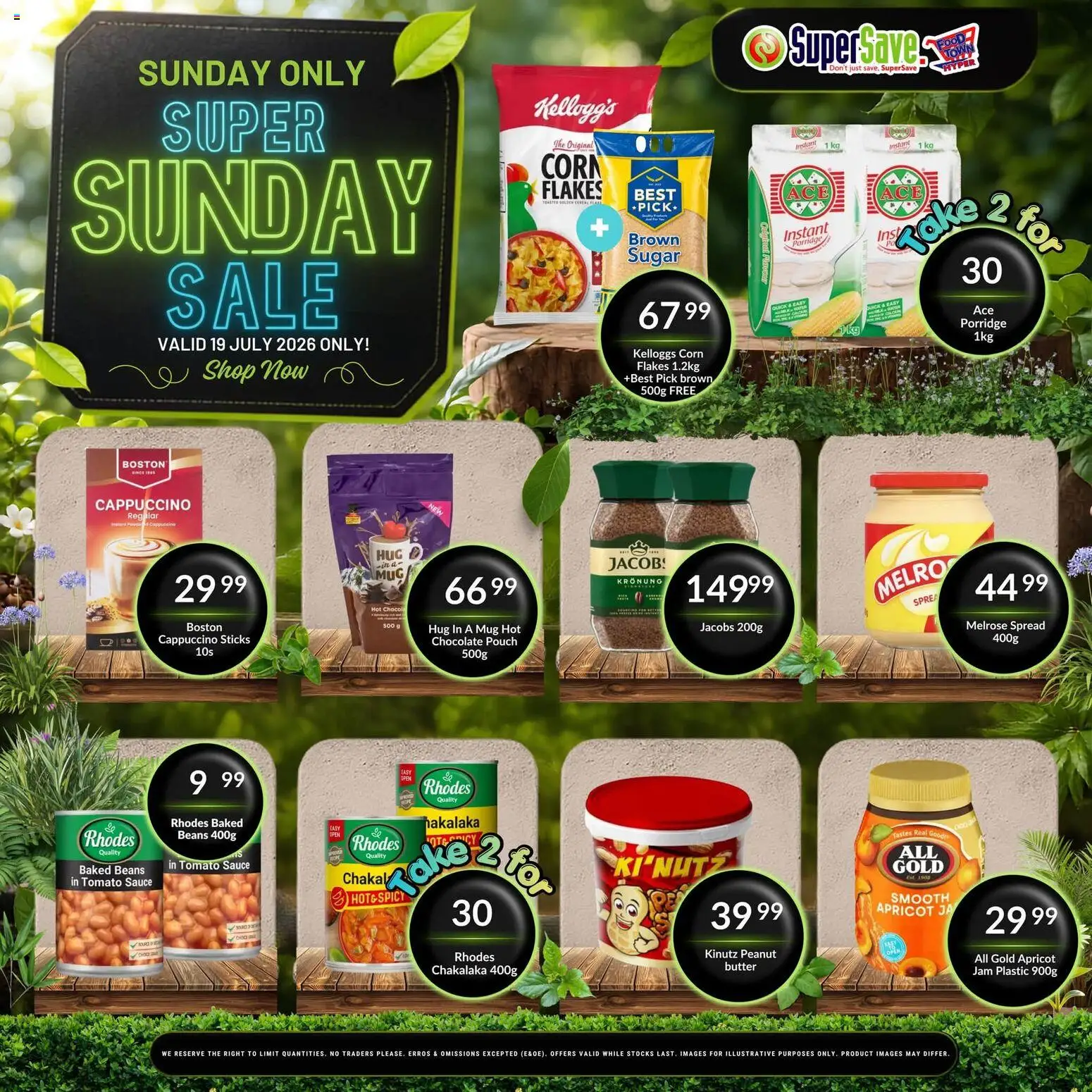 New Super Save catalogue – valid from 19/07/2026 | Page: 3 | Products: Chocolate, Tomato sauce, Flakes, Sauce