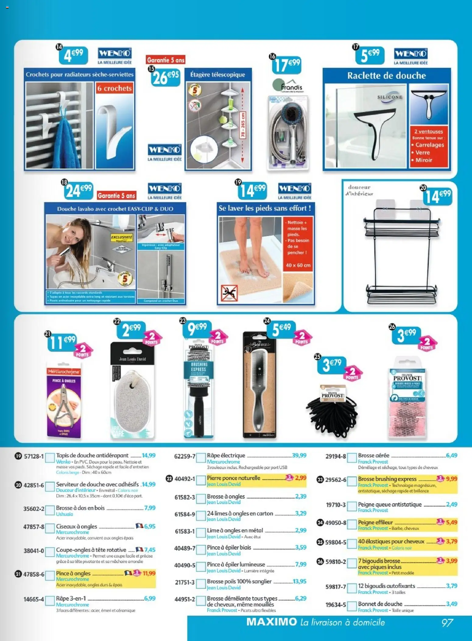 {H1} | Page: 97 | Produits: Bonnet, Râpe électrique, Brosse, Raclette