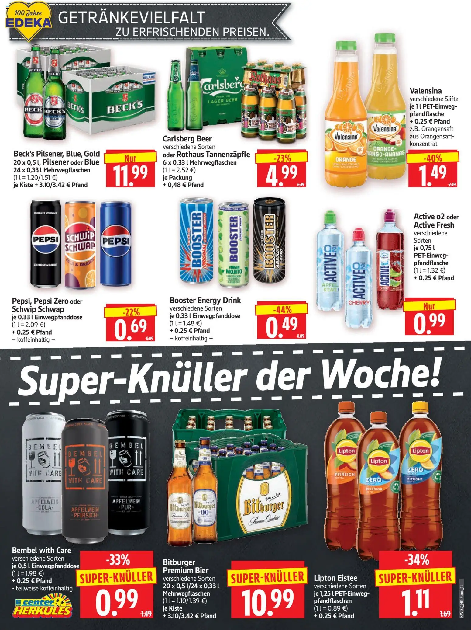 HERKULES Prospekt – gültig ab 07.09.2026 | Seite: 12 | Produkte: Cola, Valensina, Pfirsich, Pepsi