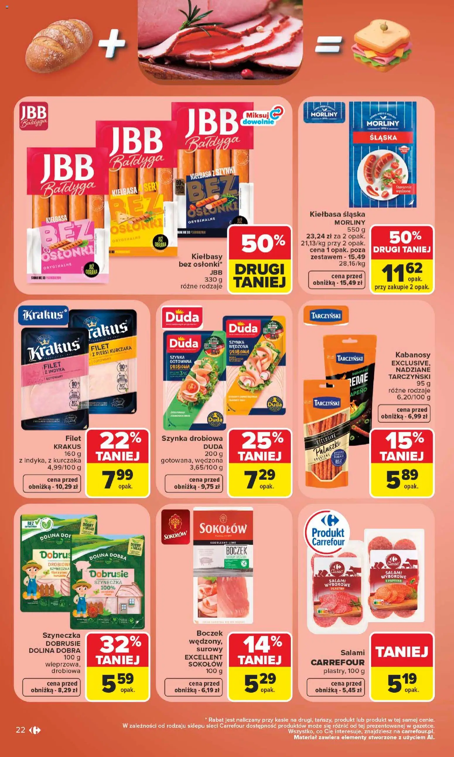 Carrefour gazetka od 15.06.2026 | Strona: 24 | Produkty: Kabanosy, Szynka, Sery, Paluszki