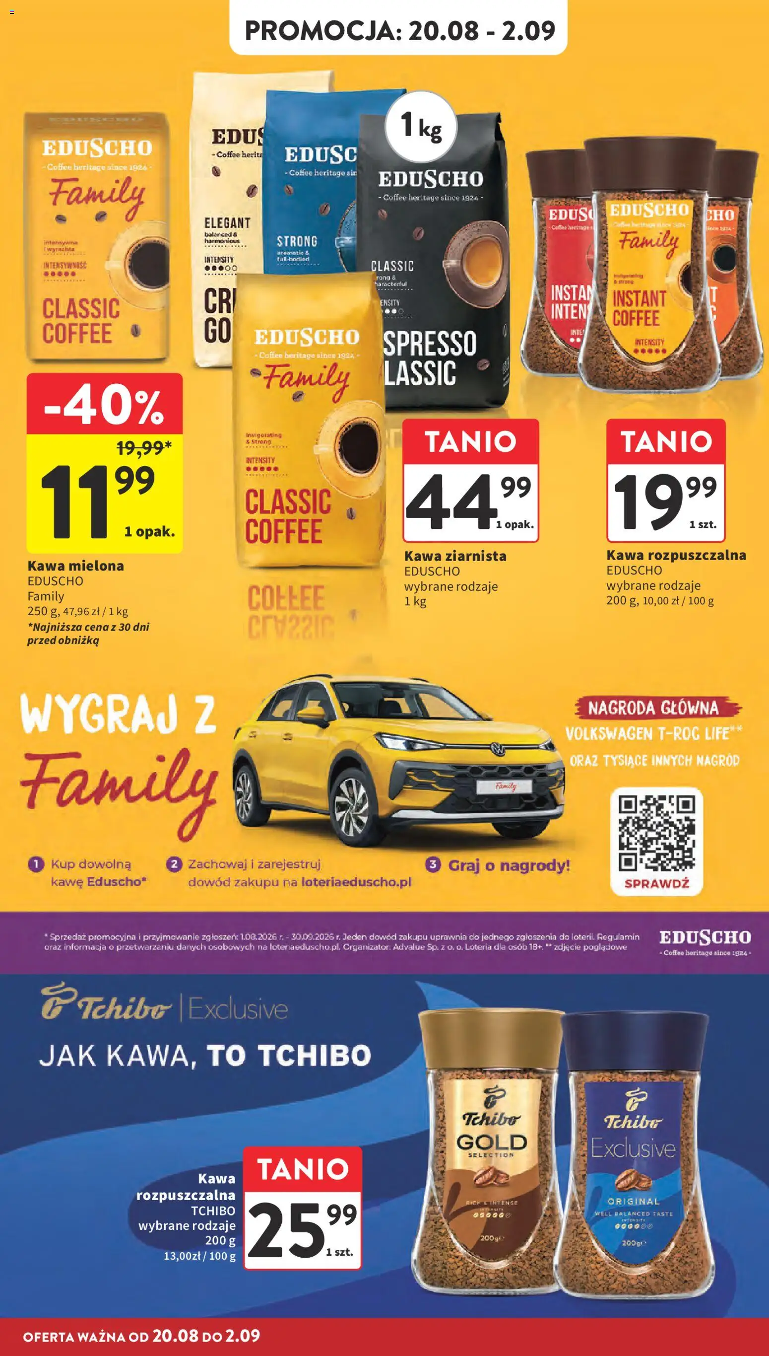 Intermarche gazetka od 20.08.2026 | Strona: 26 | Produkty: Kawa ziarnista, Kawa rozpuszczalna, Tchibo exclusive, Tchibo