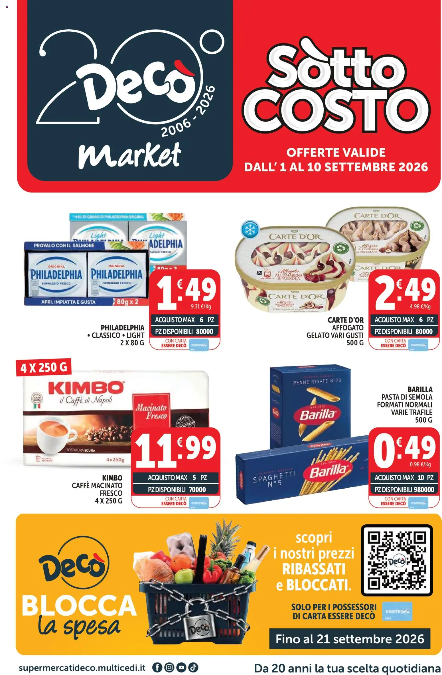 Volantino Decò del 01/09/2026 | Pagina: 1 | Prodotti: Salmone, Pasta, Semola, Formaggio fresco