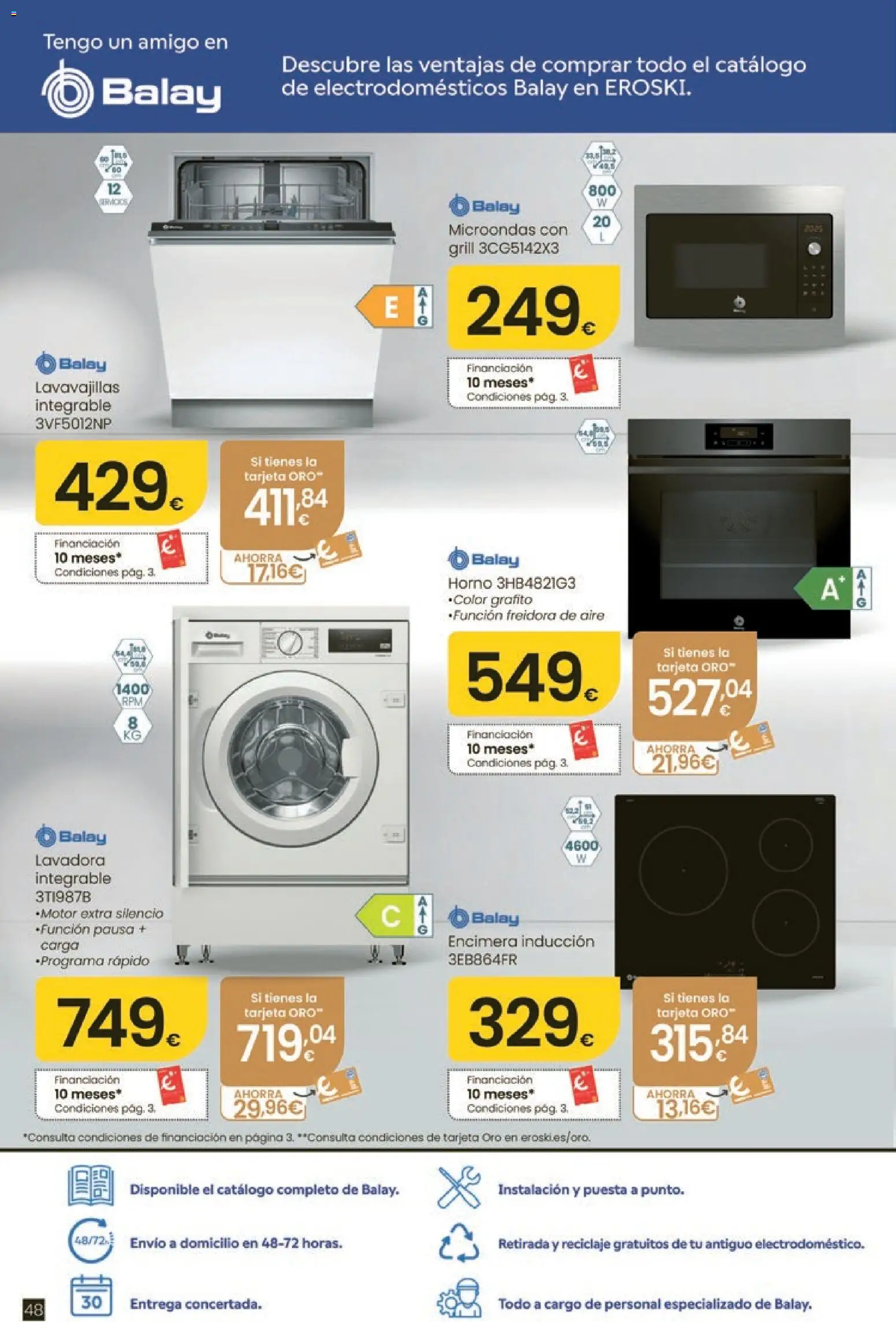Eroski Oh! Oferta Pontevedra │ válido desde el 11.06.2026 | Página: 48 | Productos: Lavadora, Horno, Lavavajillas, Freidora