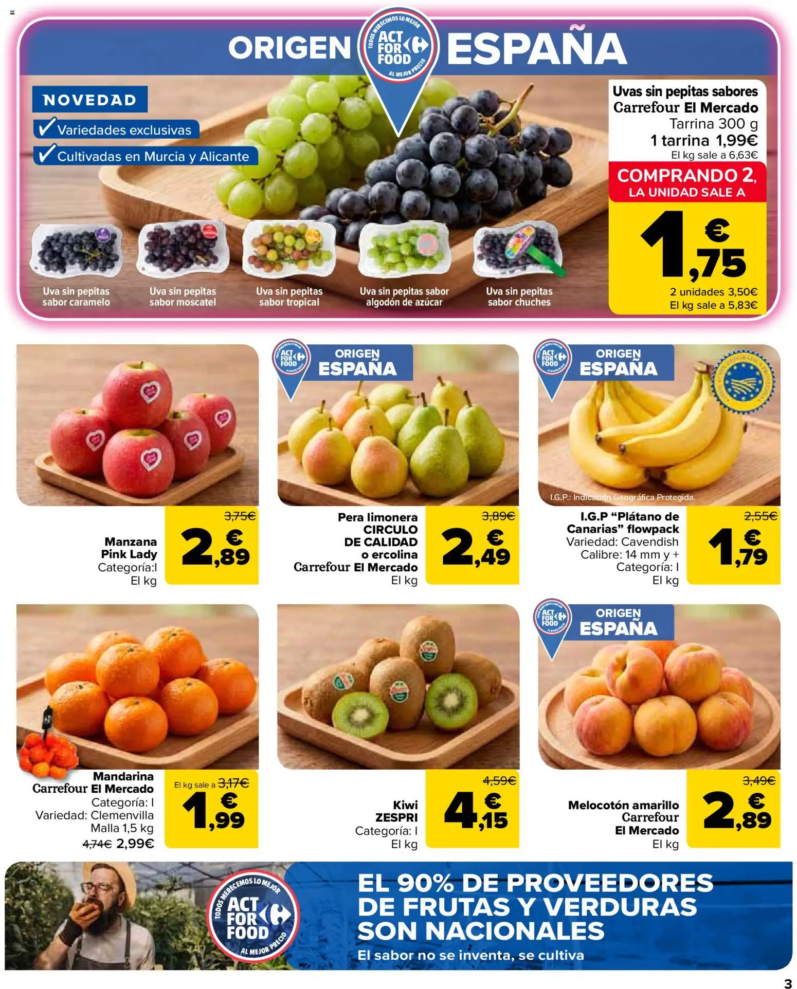 Carrefour Market folleto │ válido desde el 26/08/2026 | Página: 3 | Productos: Kiwi, Manzana, Azúcar, Melocotón amarillo