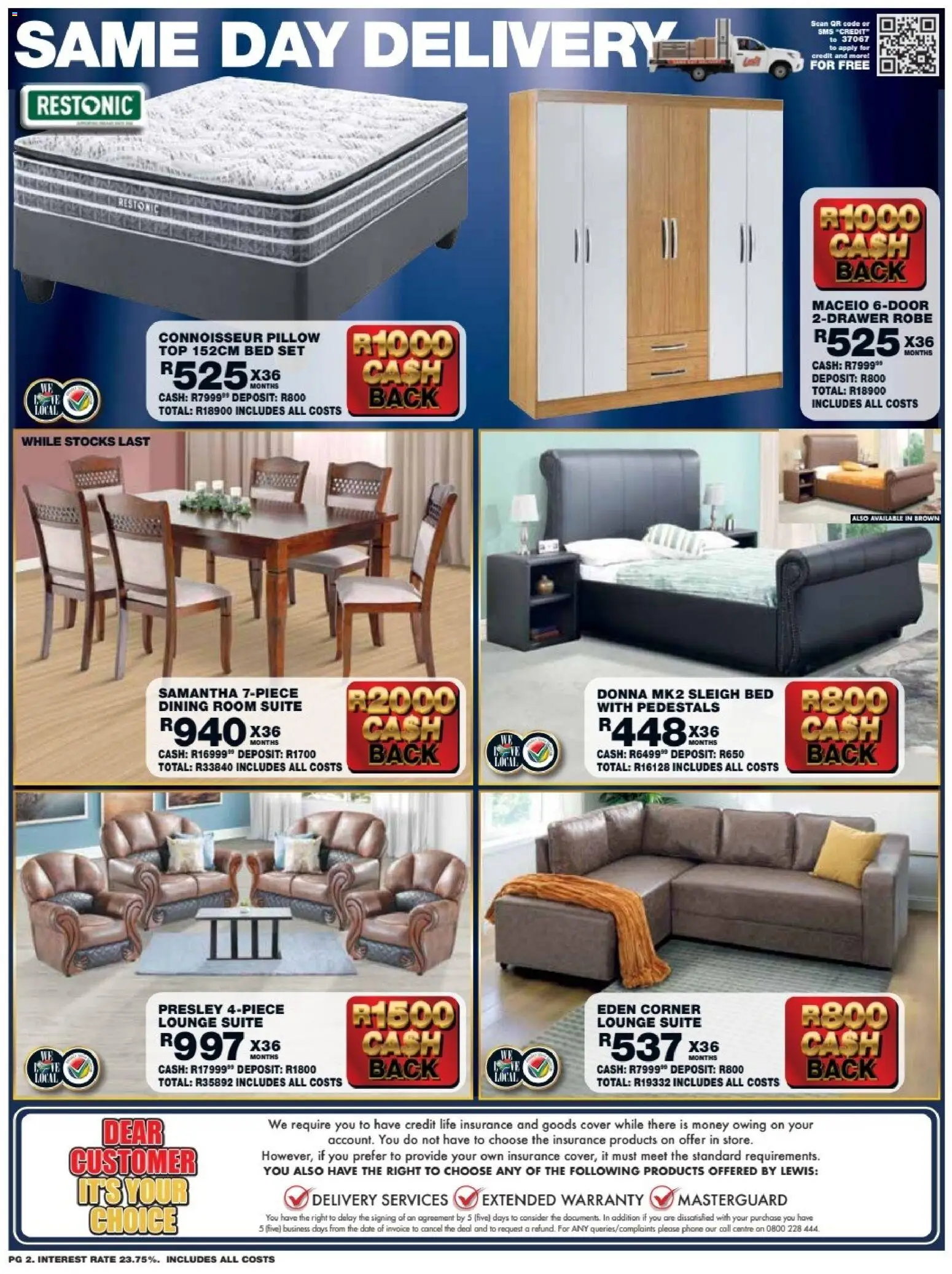 New Lewis Stores catalogue – valid from 11.05.2026 | Page: 2 | Products: Bed, Pillow, Dining room suite, Lounge suite