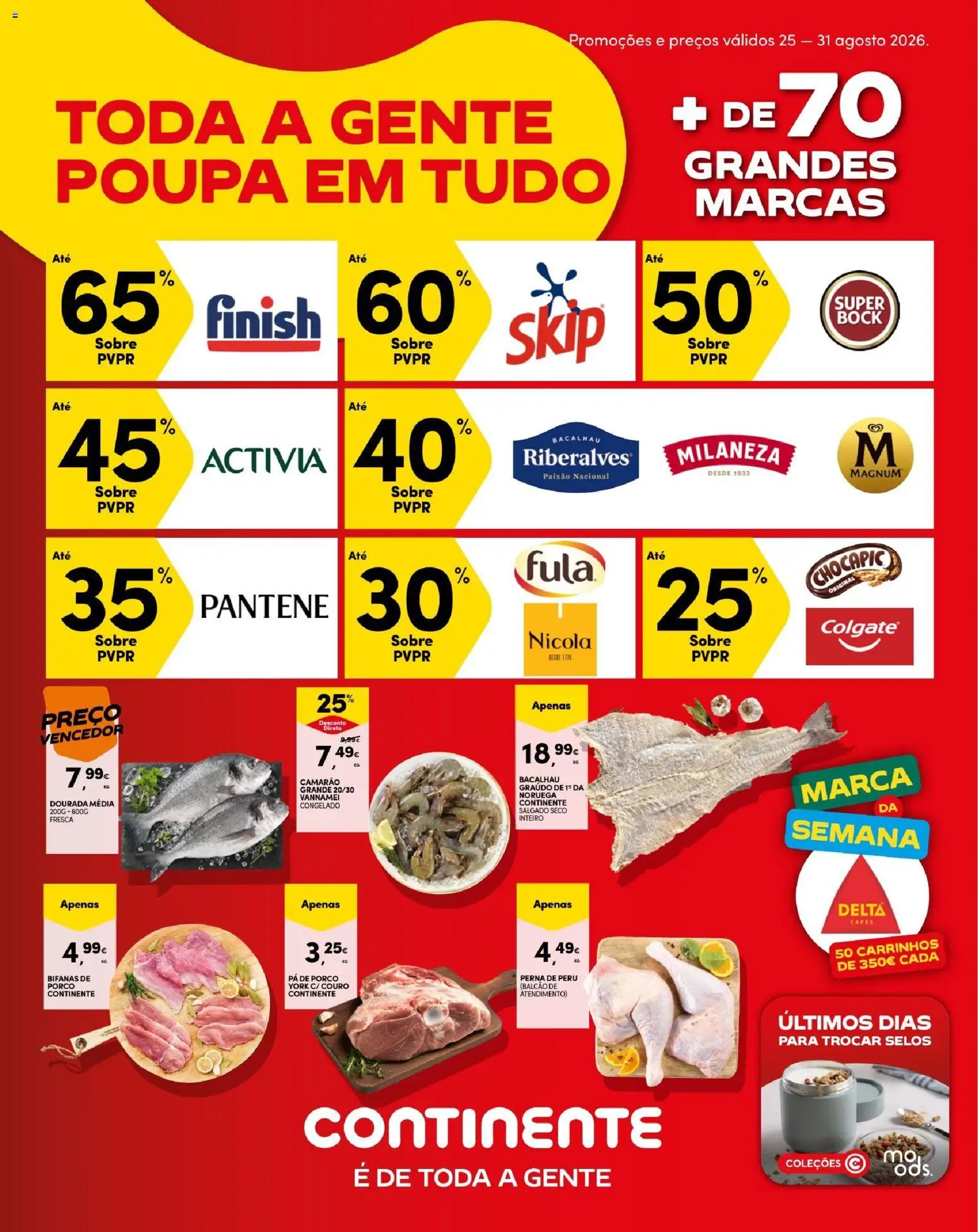 Continente Madeira │ válido de 25/08/2026 | Página: 1 | Produtos: Bacalhau, Milaneza, Peru, Camarão