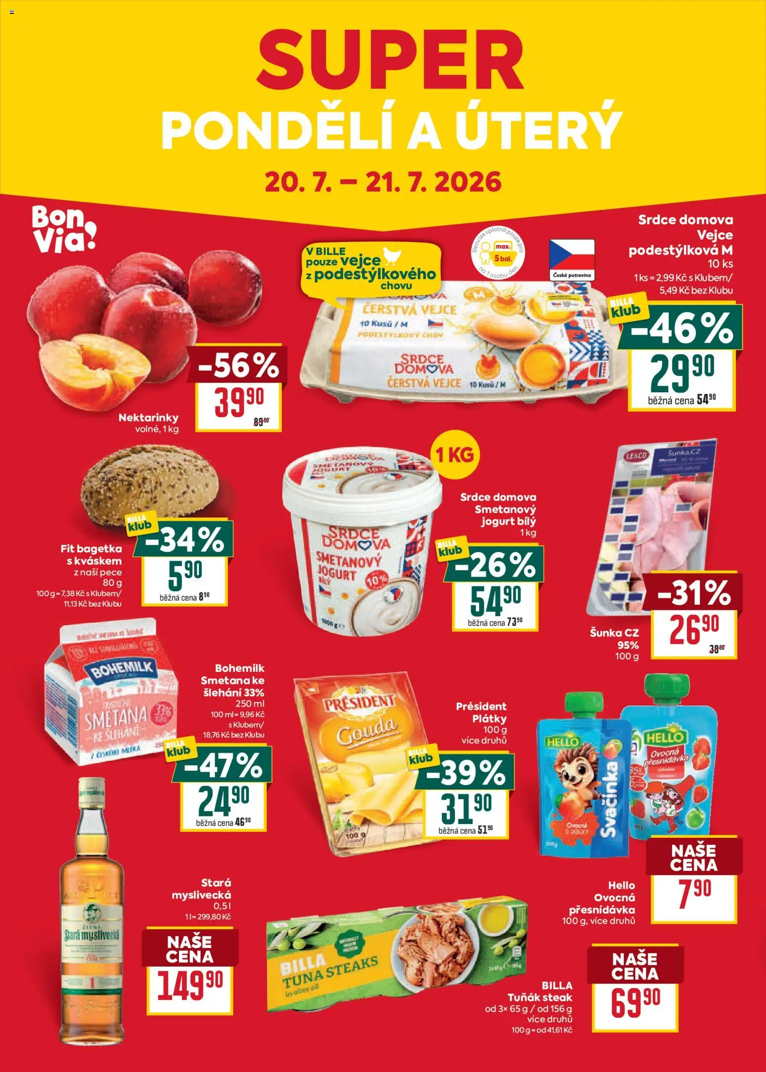 Billa Velký leták od 15.07.2026 | Strana: 34 | Produkty: Jogurt, Šunka, Nektarinky, Stará myslivecká