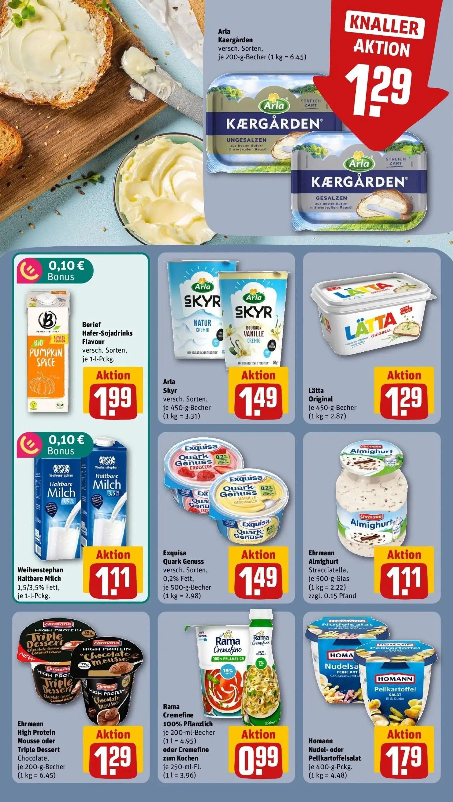 REWE Prospekt ab 28.09.2026 zum Blättern » Angebote | Seite: 19 | Produkte: Quark, Haltbare milch, Arla skyr, Vanille