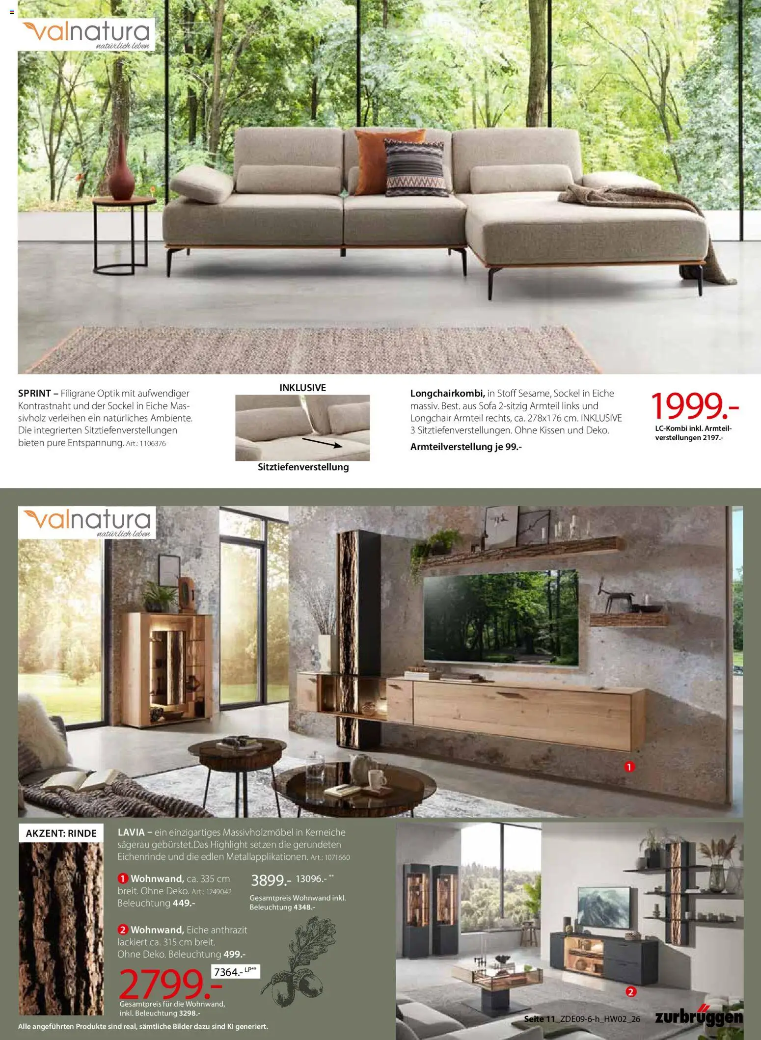 Zurbrüggen Prospekt – gültig ab 30.09.2026 | Seite: 21 | Produkte: Wohnwand, Kissen, Sofa, Bilder