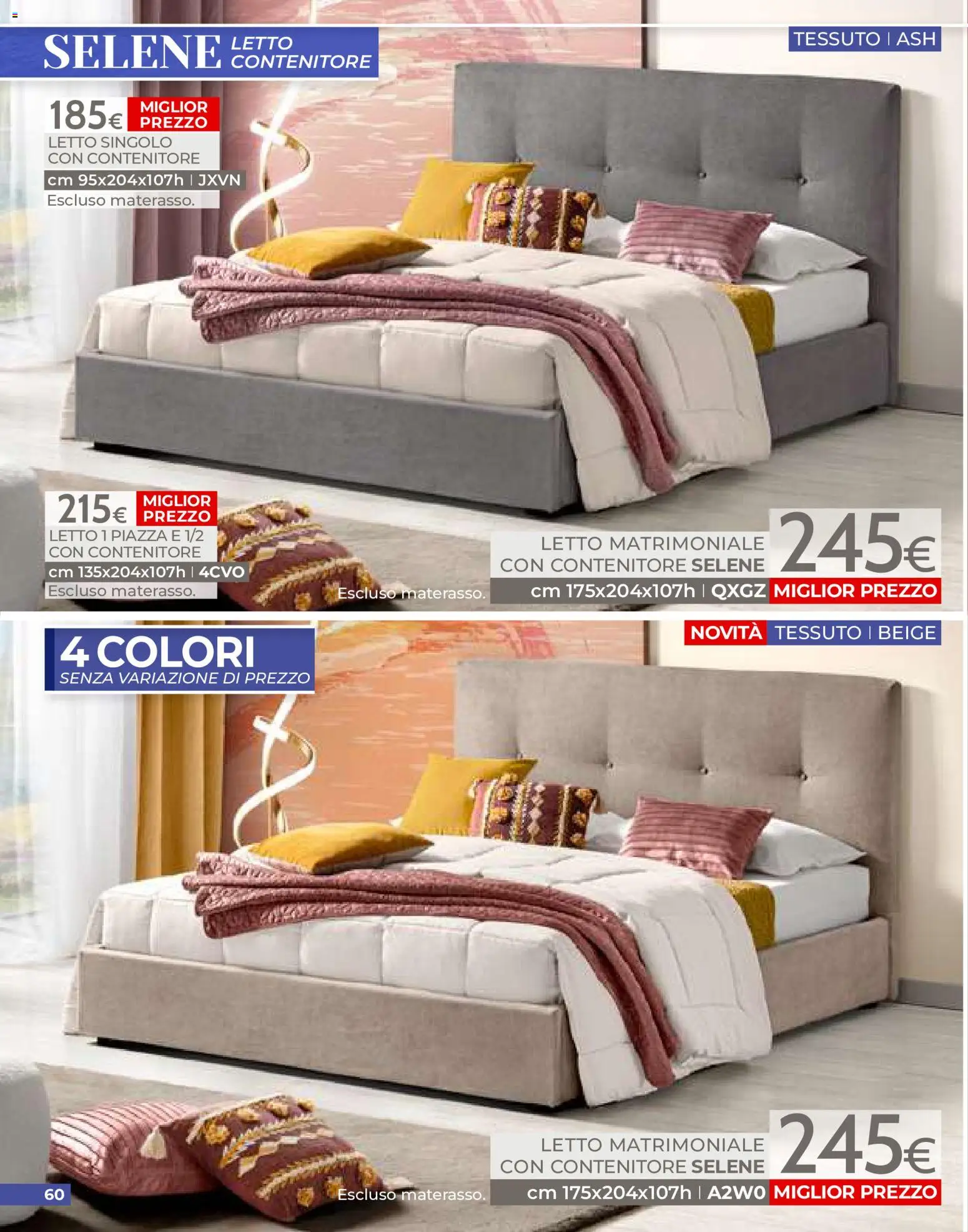 Volantino Mondo Convenienza del 01/07/2026 | Pagina: 60 | Prodotti: Letto matrimoniale, Contenitore, Letto, Materasso