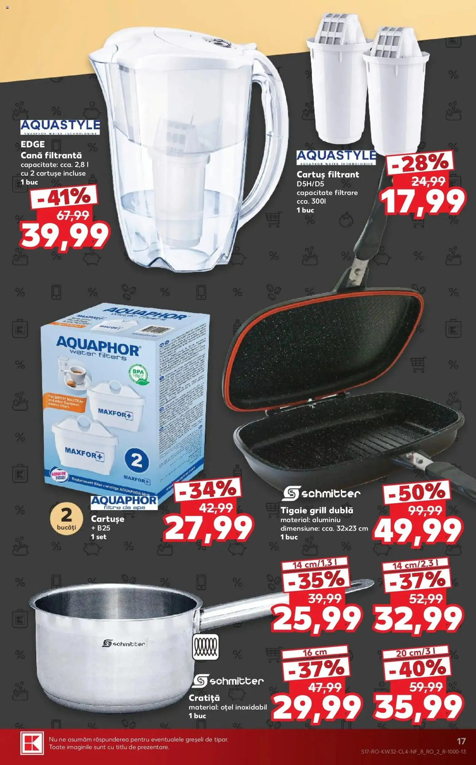 Noul catalog Kaufland – valabil de la 05.08.2026 | Pagină: 17 | Produse: Tigaie, Cratiță, Grill, Apă