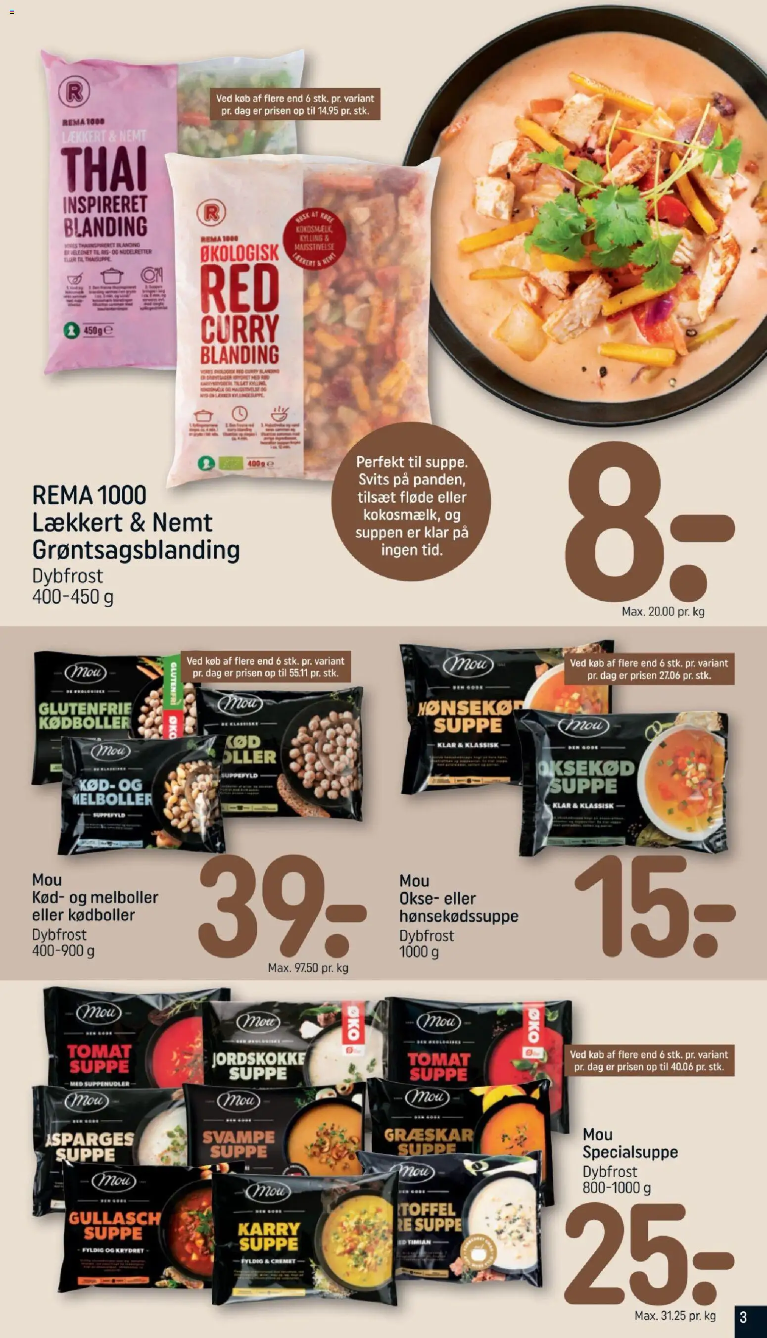Rema 1000 tilbudsavis – gyldig fra 04/10/2026 | Side: 3 | Produkter: Karry, Oksekød, Fløde, Suppe