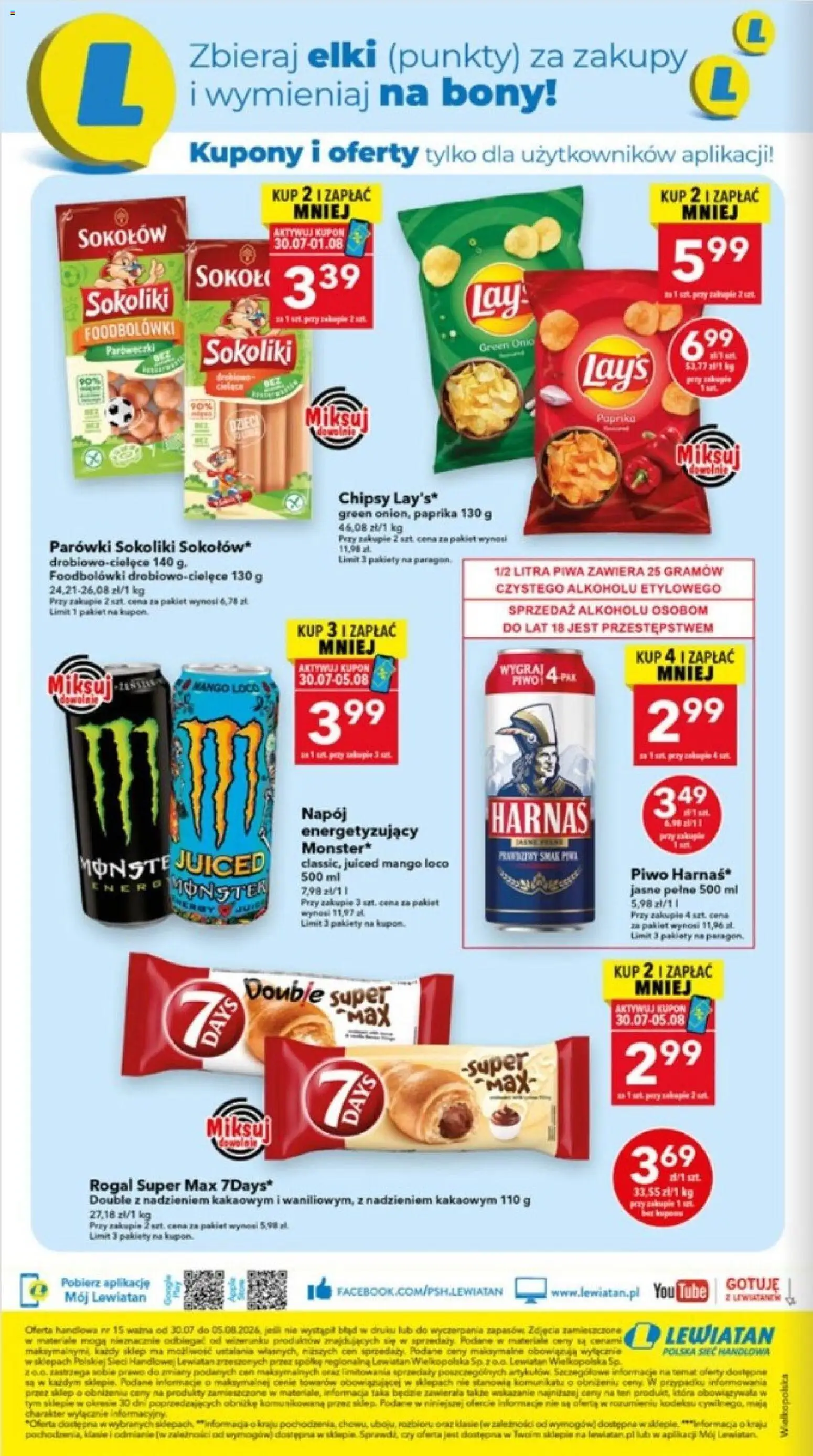 Lewiatan gazetka - Ostrów Wielkopolski od 30.07.2026 | Strona: 8 | Produkty: Mango, Chipsy, Parówki sokoliki, Parówki