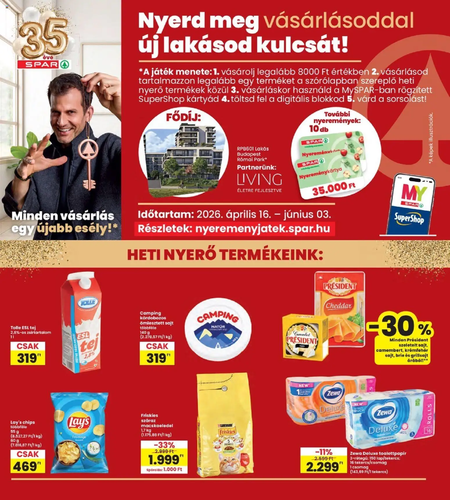 Interspar akciós ujság - amely érvényes a következő dátumtól: 28.05.2026 | Oldal: 35 | Termékek: Macskaeledel, Grillsajt, Sajt, Cheddar