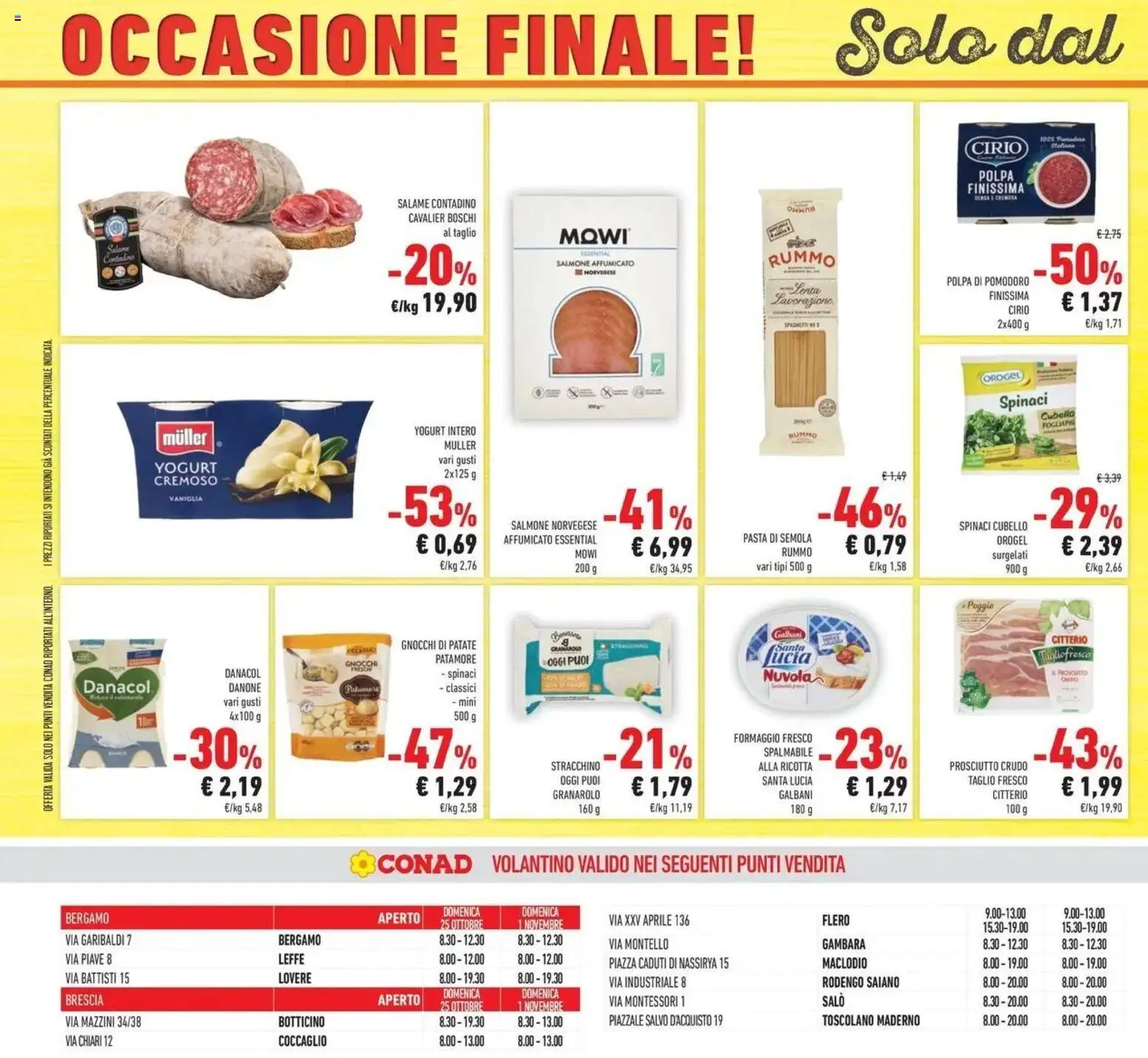 Volantino Conad del 21/10/2026 | Pagina: 50 | Prodotti: Prosciutto Crudo, Prosciutto, Gnocchi di patate, Formaggio fresco spalmabile
