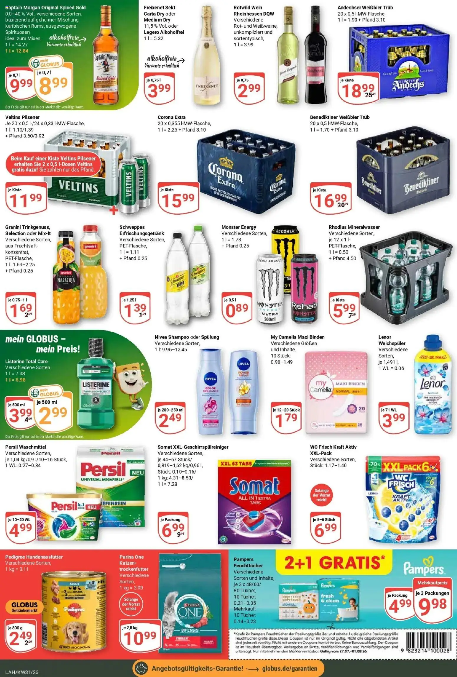 Globus Prospekt Lahnstein – gültig ab 27.07.2026 | Seite: 4 | Produkte: Weißbier, Sekt, Monster, Wc frisch