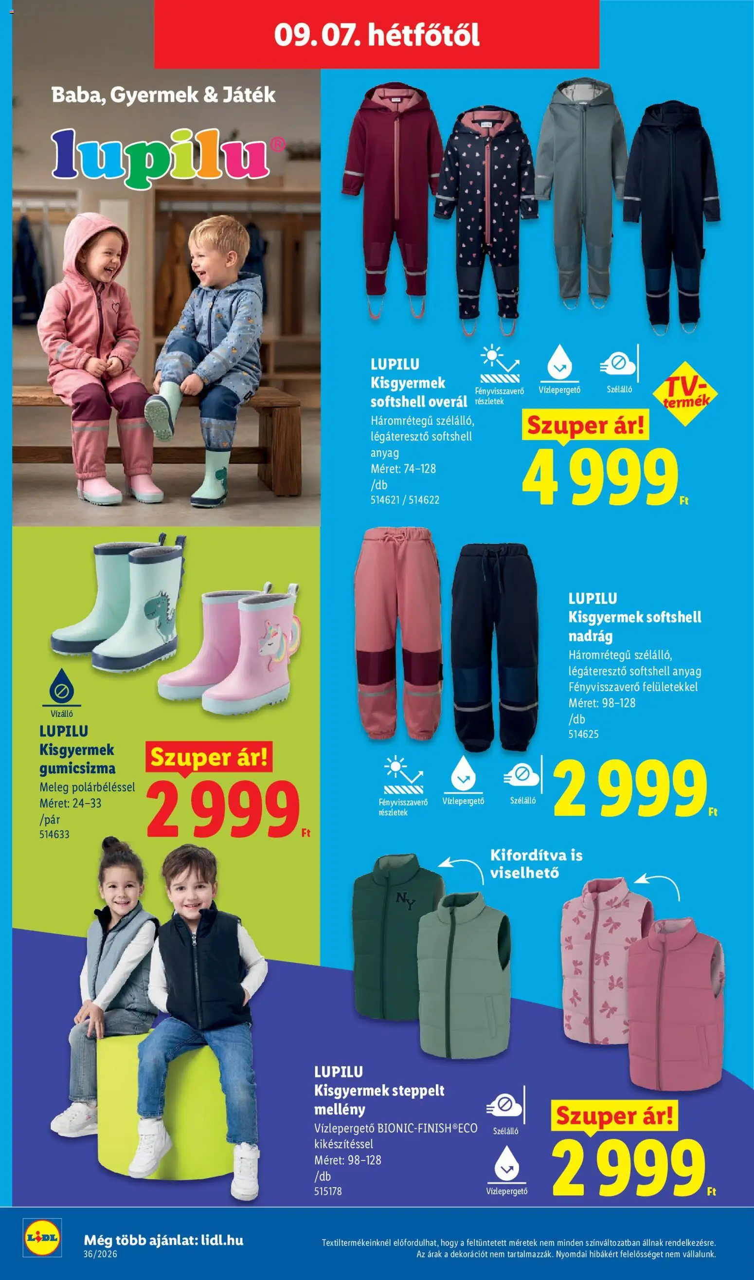 Lidl akciós ujság - amely érvényes a következő dátumtól: 2026.09.03. | Oldal: 14 | Termékek: Játék, Lupilu, Nadrág, Overál