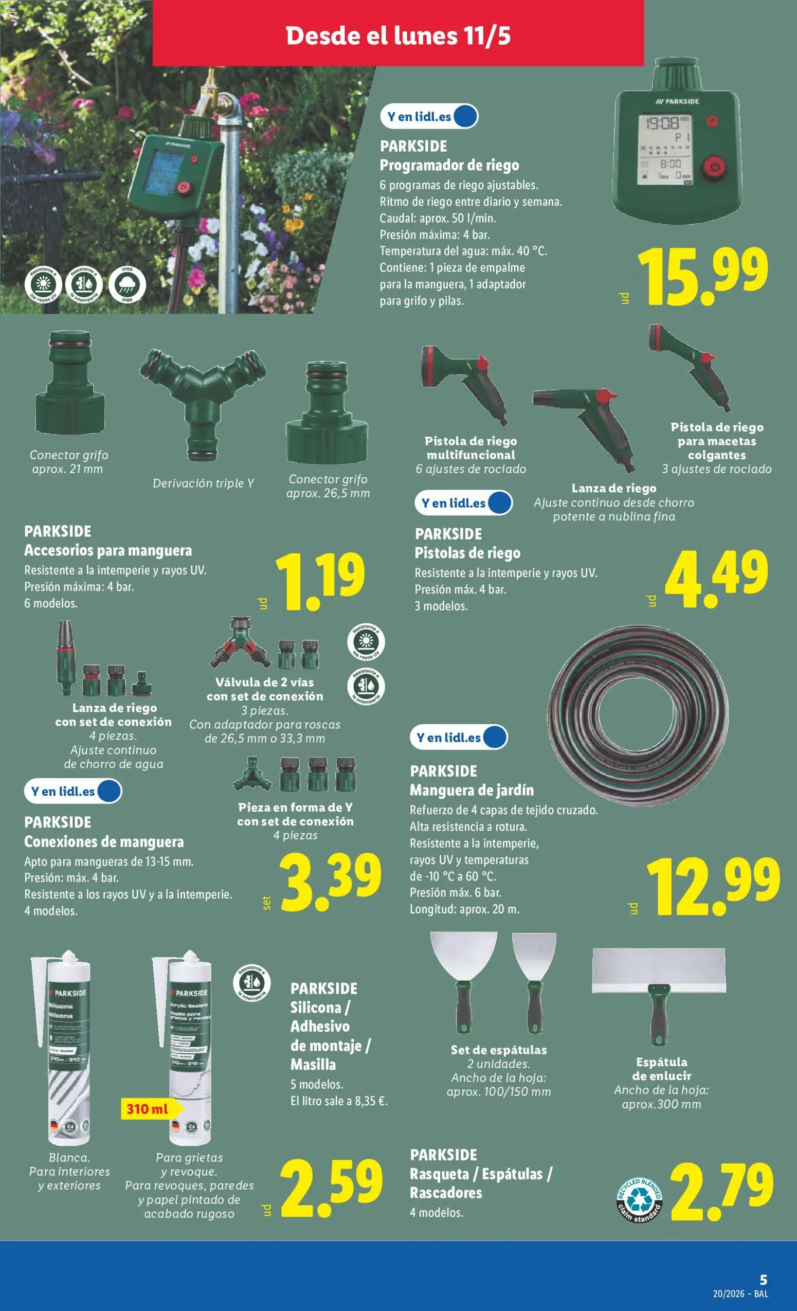 Lidl folleto de bazar │ válido desde el 11.05.2026 | Página: 9 | Productos: Manguera, Conector, Adaptador