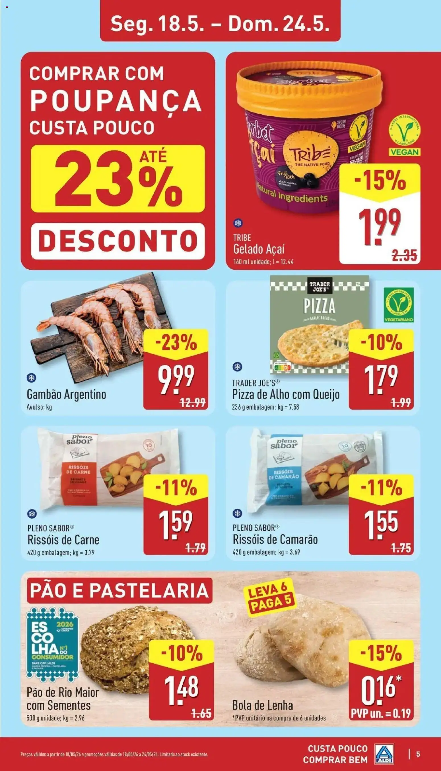 Aldi Folheto Boliqueime │ válido de 18.05.2026 | Página: 5 | Produtos: Açai, Camarão, Queijo, Carne