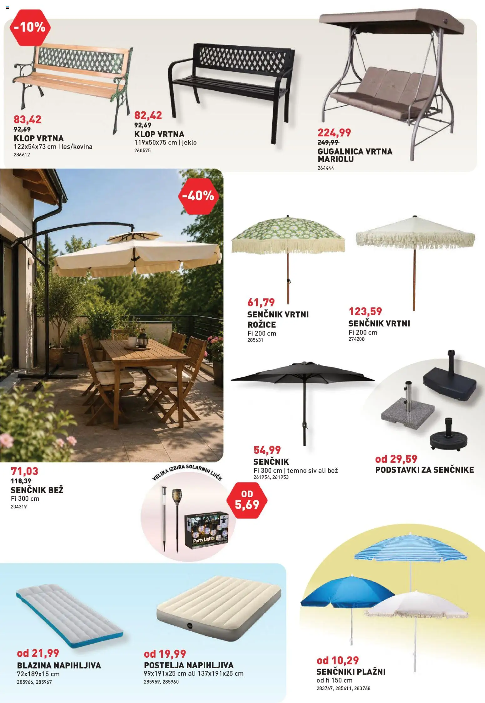Novi Inpos katalog ponudbe – veljaven od 04.06.2026 | Stran: 5 | Izdelki: Napihljiva postelja, Senčnik, Postelja, Blazina