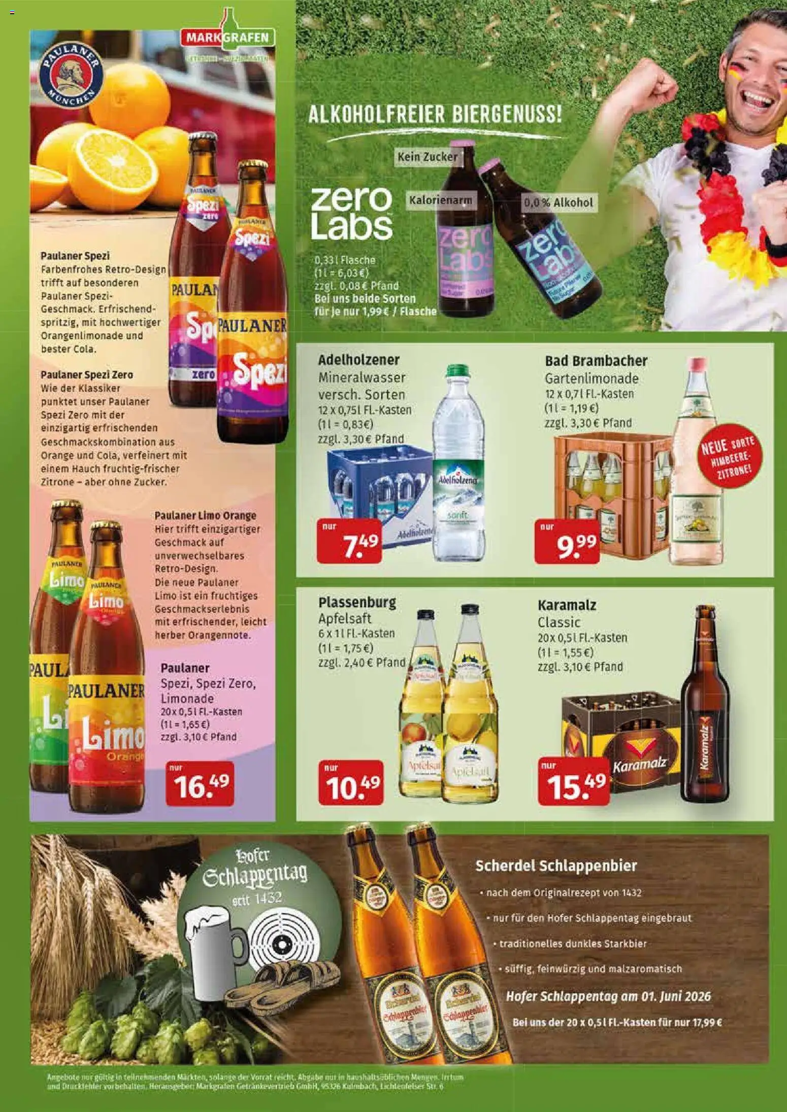Markgrafen Prospekt – gültig ab 01.06.2026 | Seite: 6 | Produkte: Limonade, Apfelsaft, Mineralwasser, Paulaner