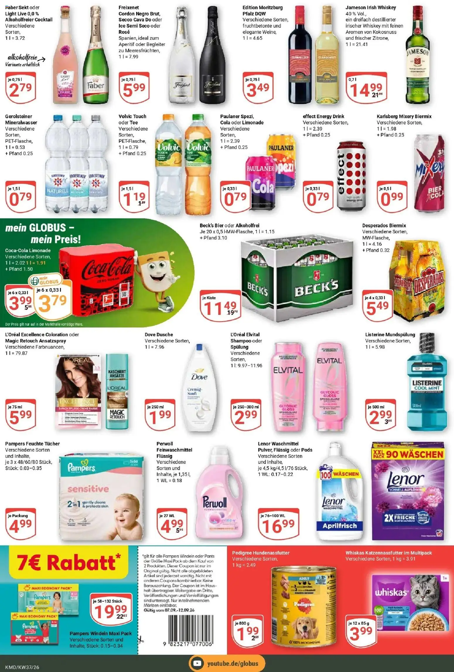 Globus Prospekt Köln – gültig ab 07.09.2026 | Seite: 5 | Produkte: Coca cola, Dusche, Waschmittel, Whiskey