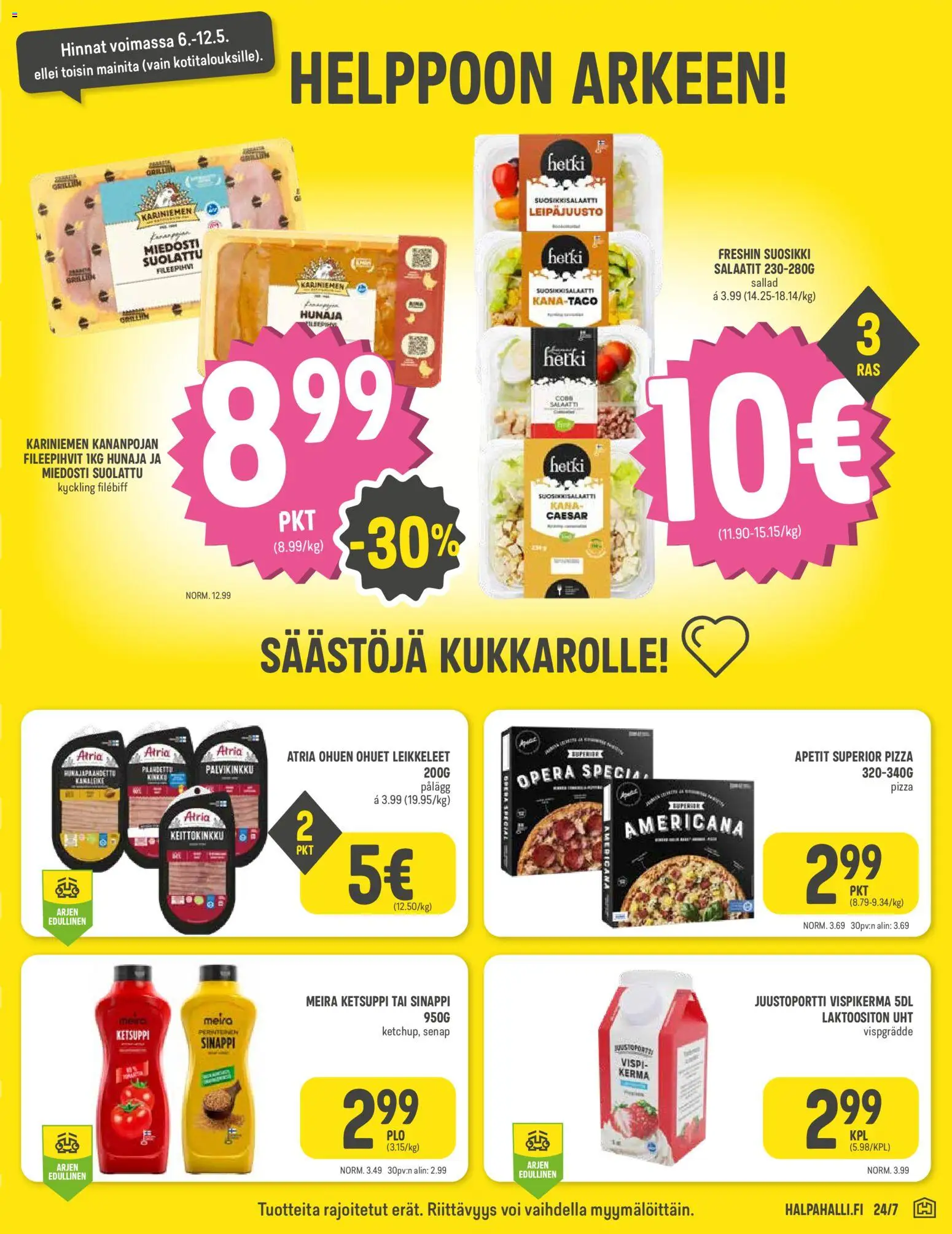 Halpa Halli tarjoukset – voimassa 06.05.2026 alkaen | Sivu: 4 | Tuotteet: Kana, Sinappi, Kerma, Hunaja