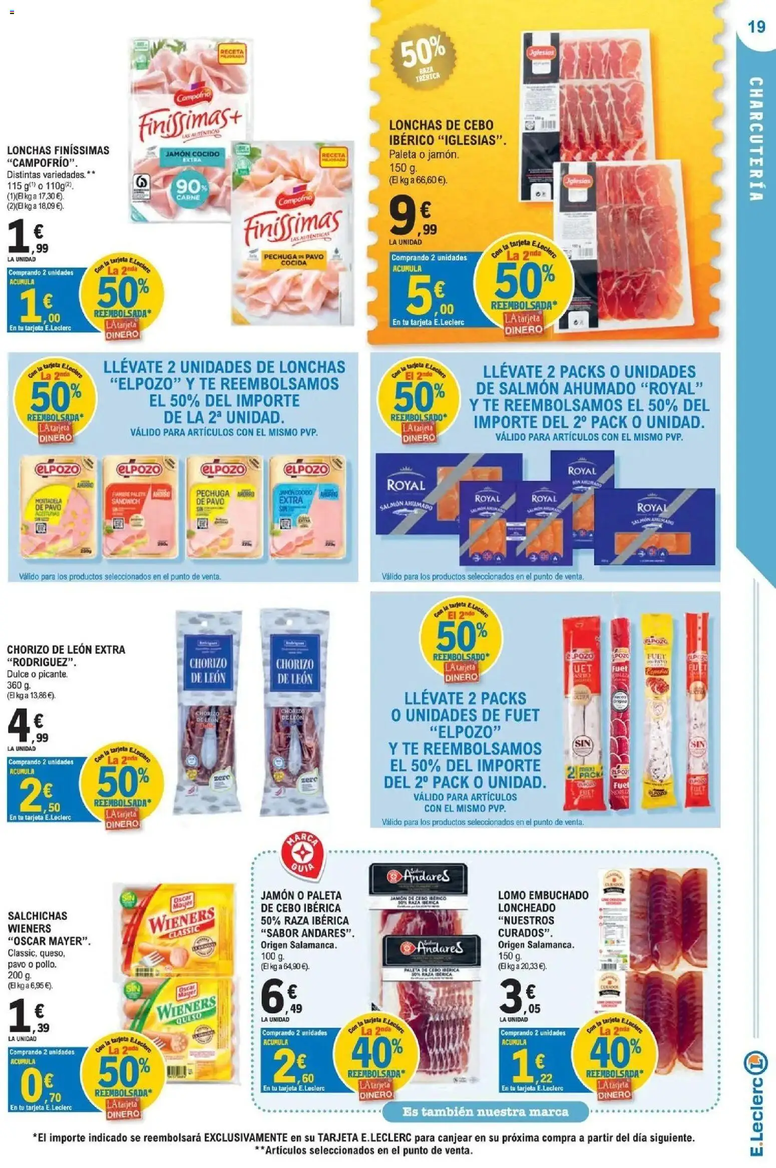 E.Leclerc Megames 1 │ válido desde el 23/09/2026 | Página: 19 | Productos: Queso, Jamón cocido, Loncheado, Pavo