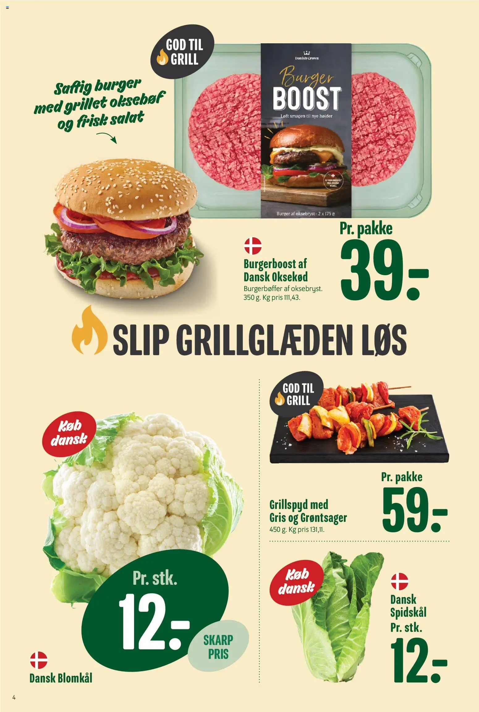 Min Købmand tilbudsavis – gyldig fra 26/06/2026 | Side: 4 | Produkter: Oksekød, Salat, Blomkål, Spidskål