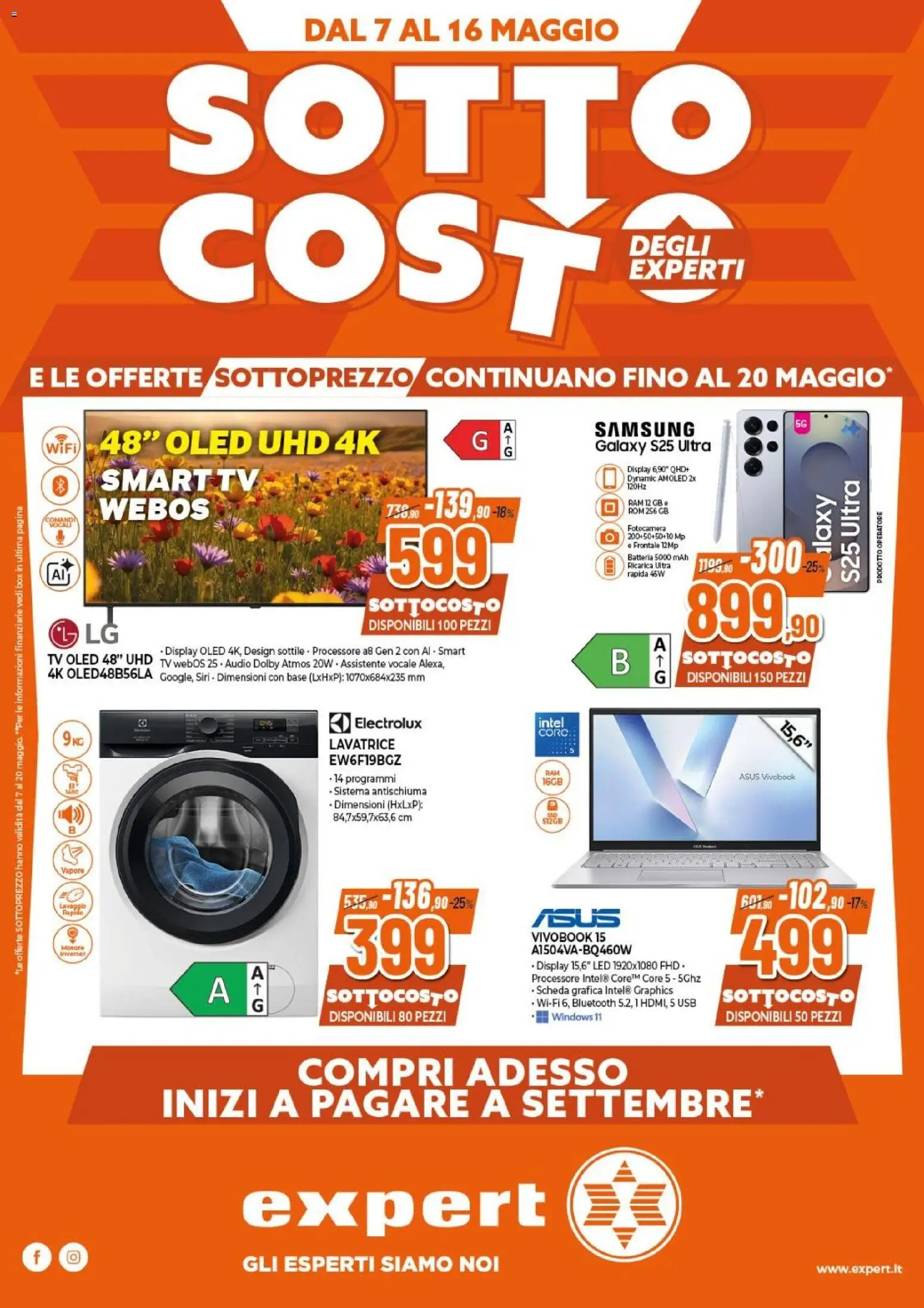 Volantino Expert del 07.05.2026 | Pagina: 1 | Prodotti: Fotocamera, USB, Batteria, Samsung