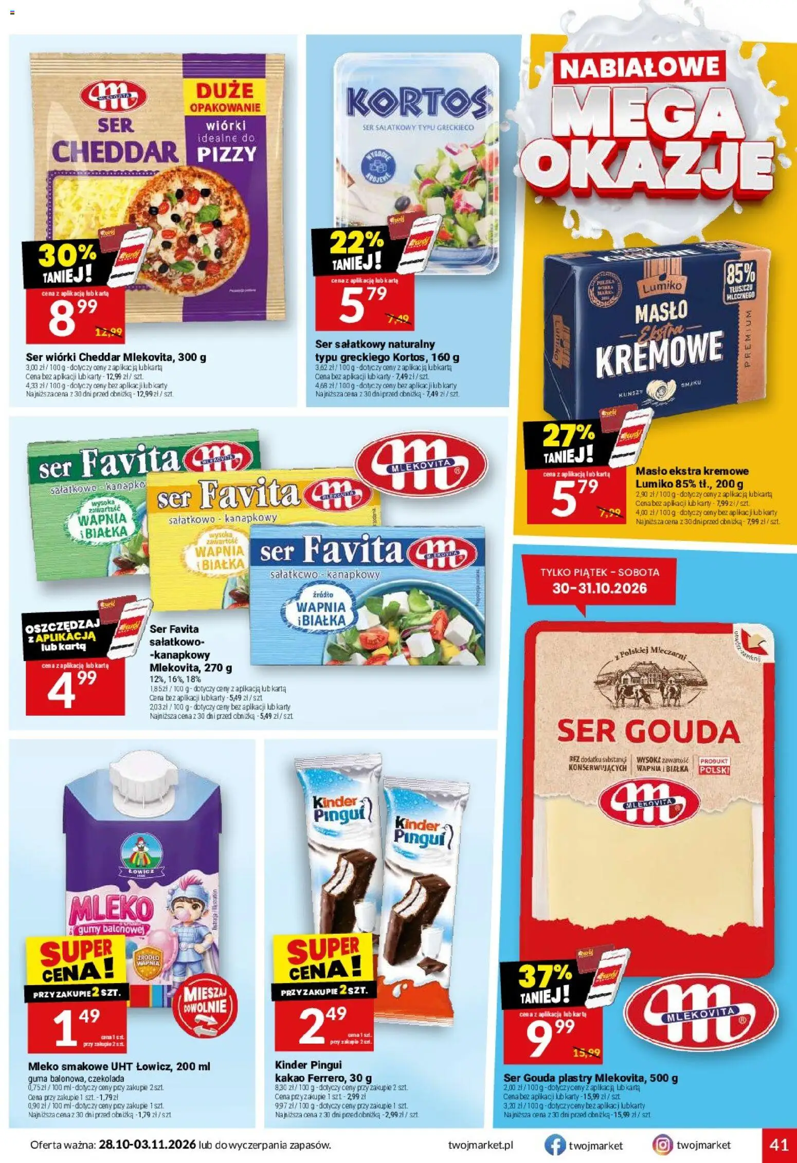 Twój Market gazetka od 28.10.2026 | Strona: 41 | Produkty: Karta, Kakao, Ser sałatkowy, Mleko