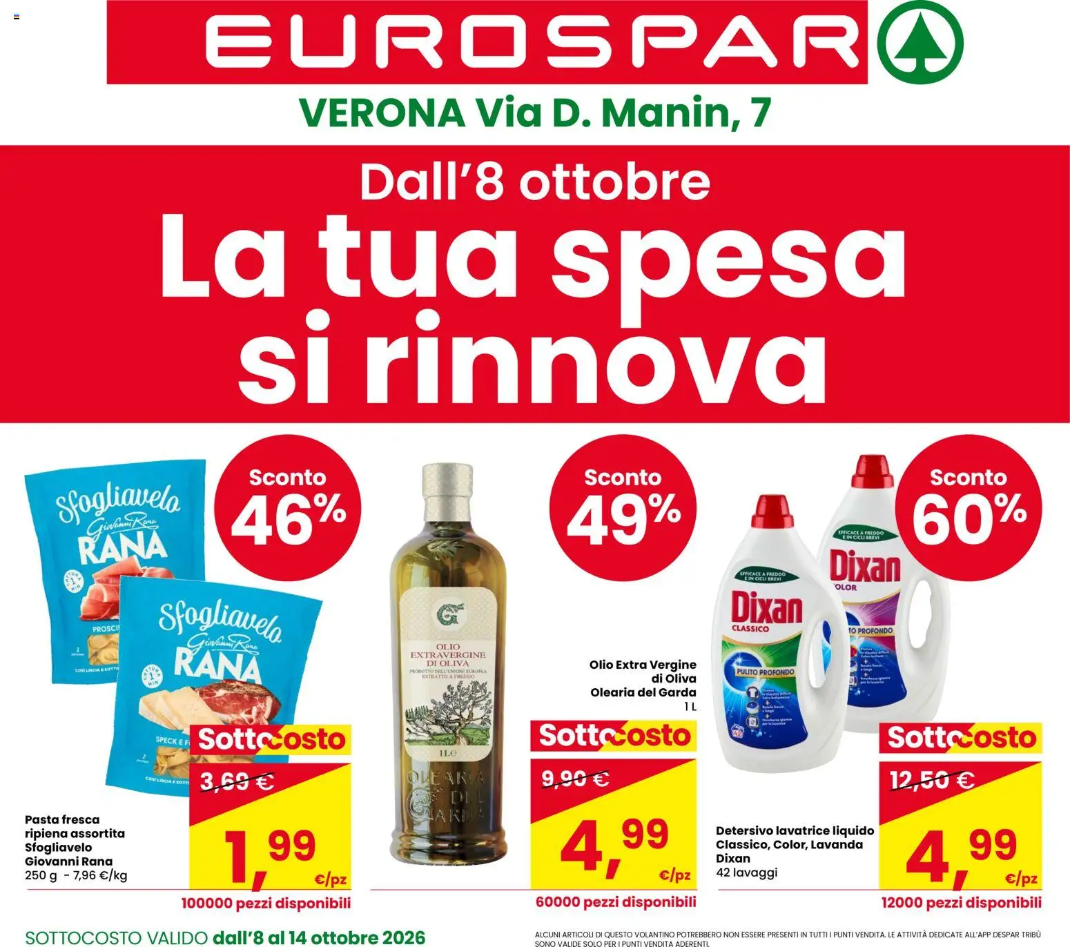 Volantino Eurospar del 08/10/2026 | Pagina: 1 | Prodotti: Speck, Olio, Pasta, Olio extra vergine