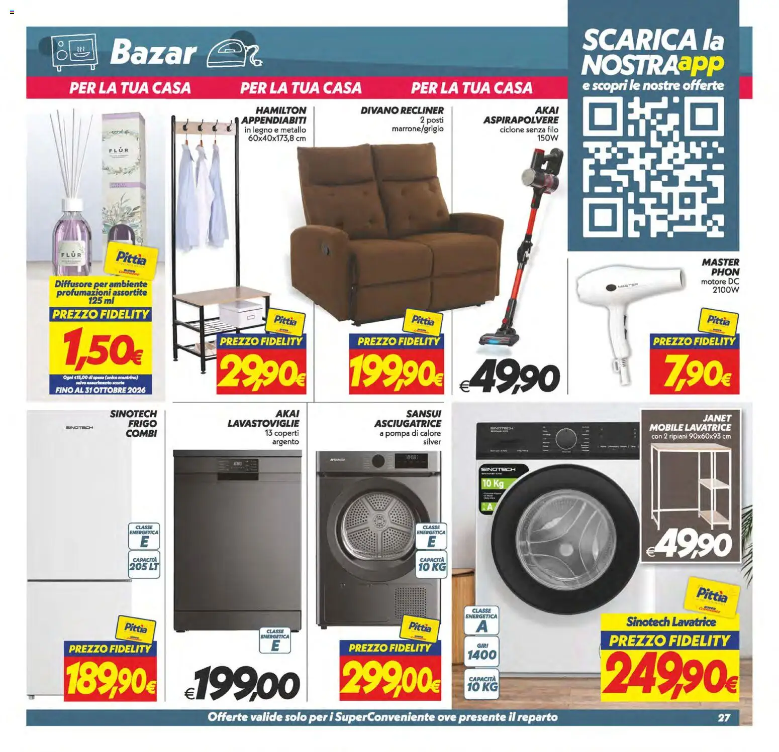 Volantino SuperConveniente del 02/10/2026 | Pagina: 27 | Prodotti: Mobile, Lavatrice, Lavastoviglie, Appendiabiti