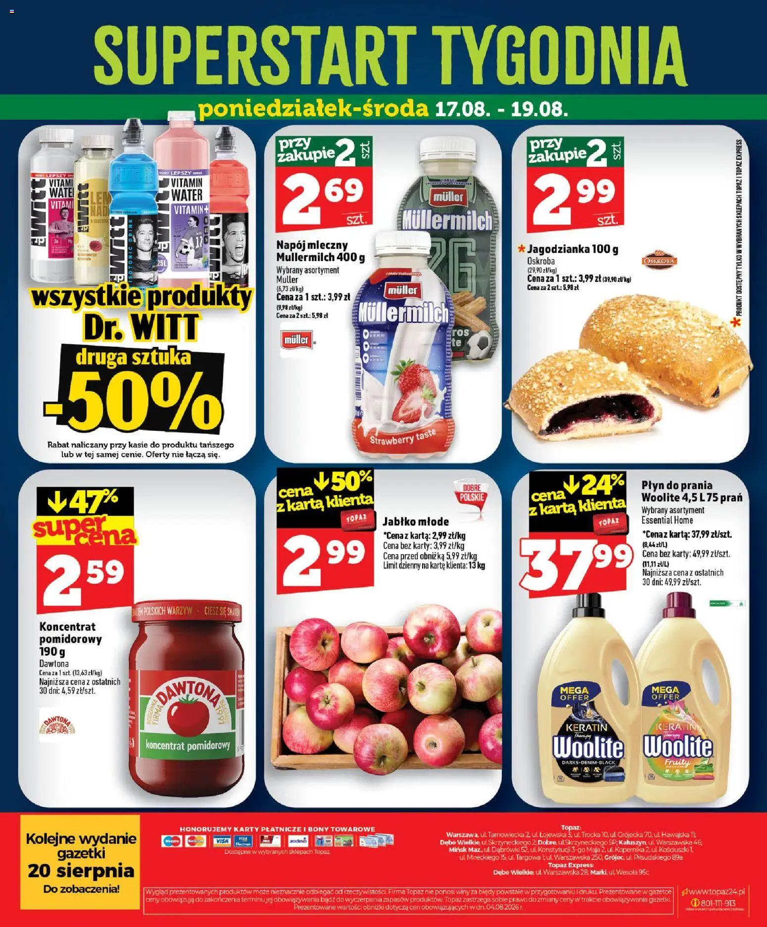 Topaz gazetka od 13.08.2026 | Strona: 56 | Produkty: Karta, Koncentrat pomidorowy, Napój mleczny, Jagodzianka