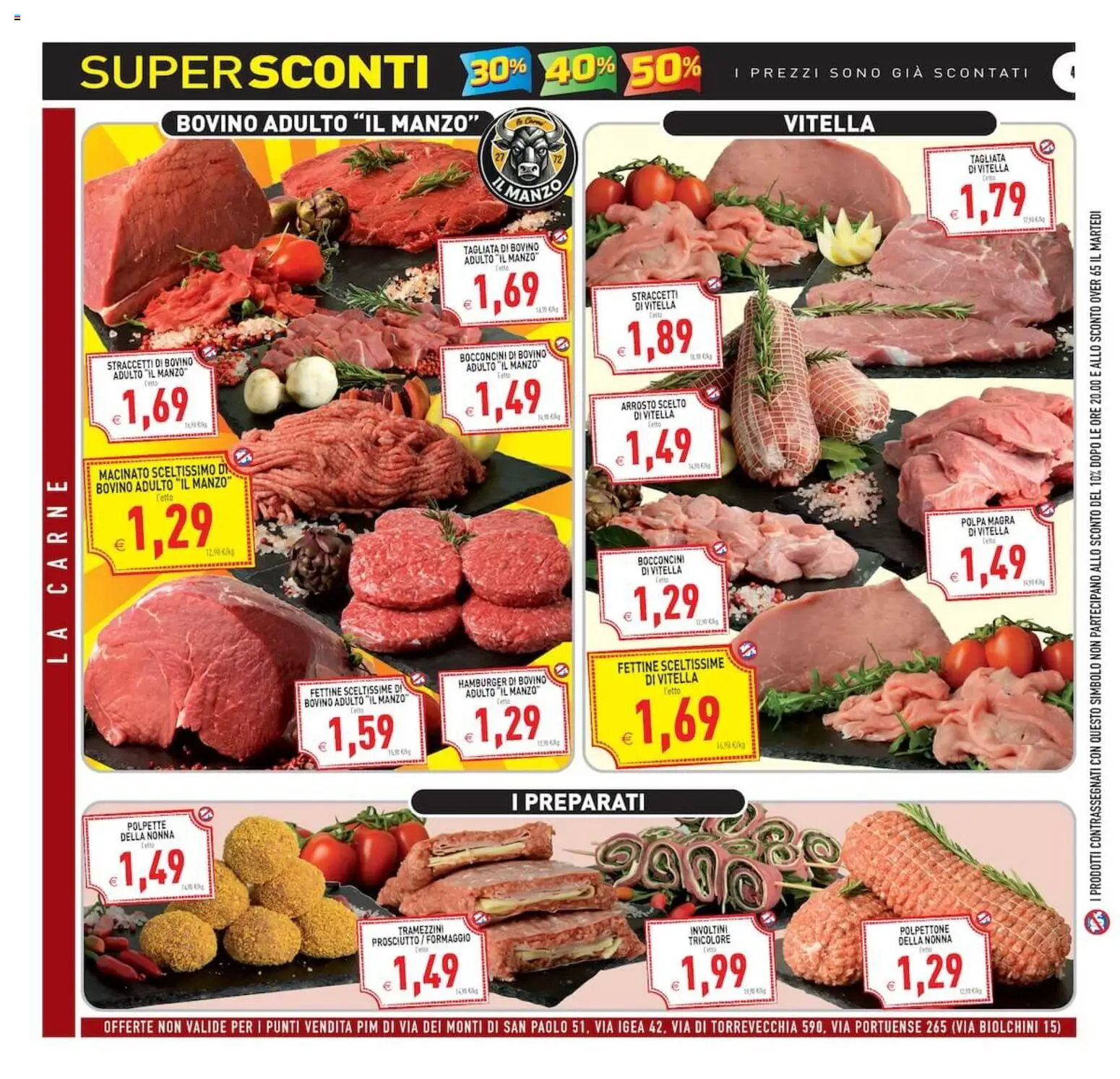 Volantino PIM Supermercati del 02/09/2026 | Pagina: 4 | Prodotti: Manzo, Prosciutto, Carne, Macinato
