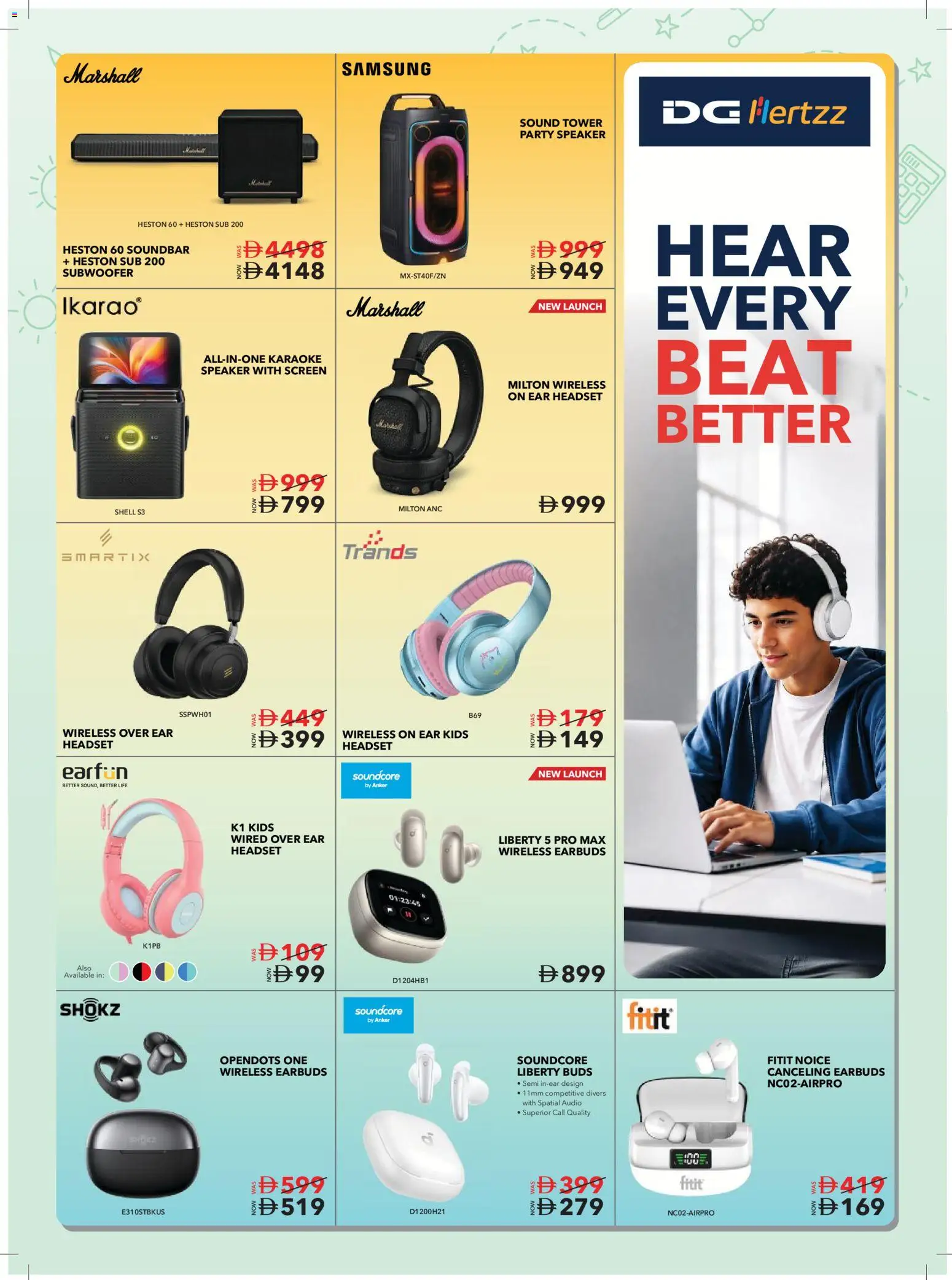 {H1} | Page: 37 | Products: Headset, Earbuds, Subwoofer, Soundbar