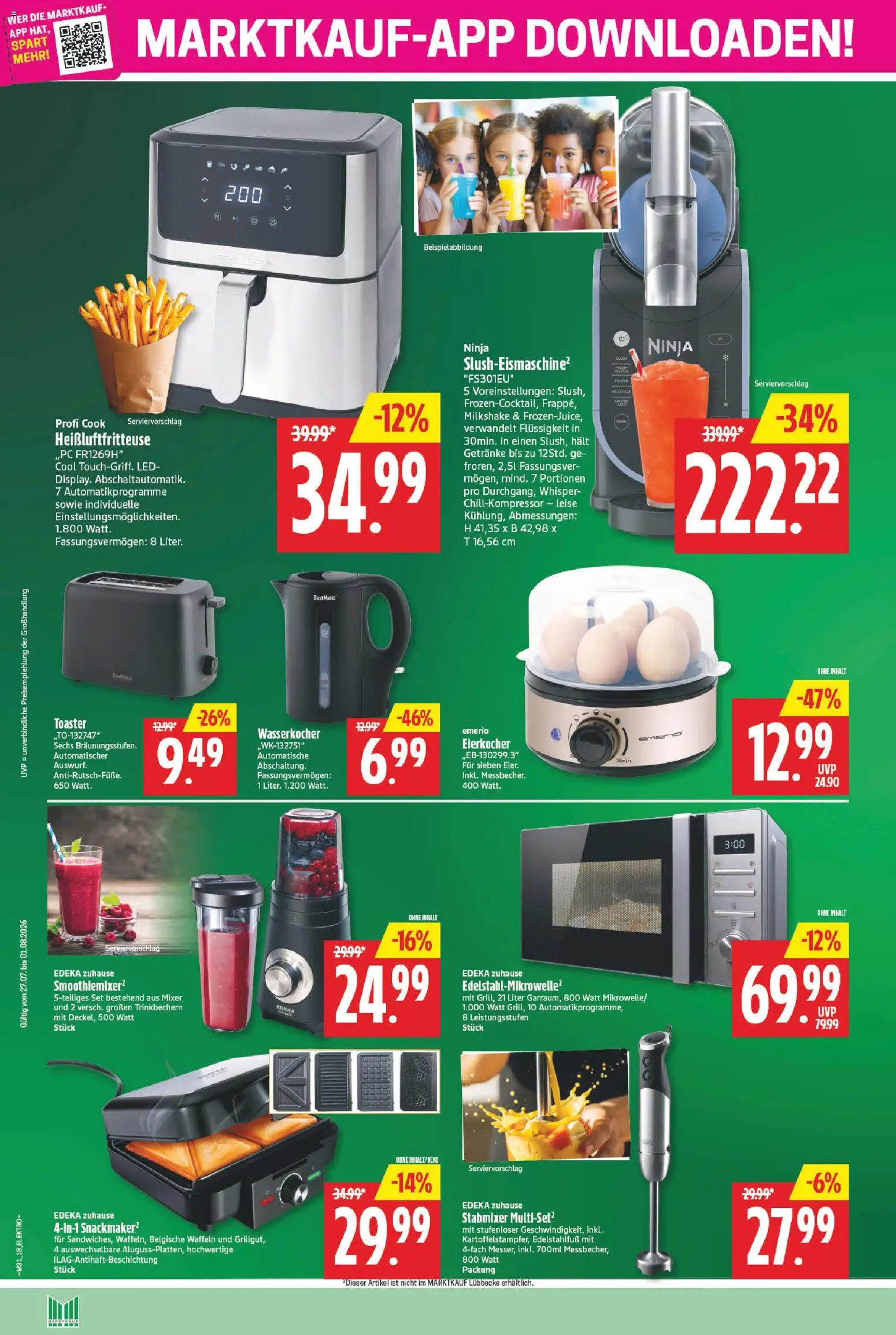 Marktkauf Prospekt – gültig ab 27.07.2026 | Seite: 18 | Produkte: Wasserkocher, Mixer, Waffeln, Stabmixer