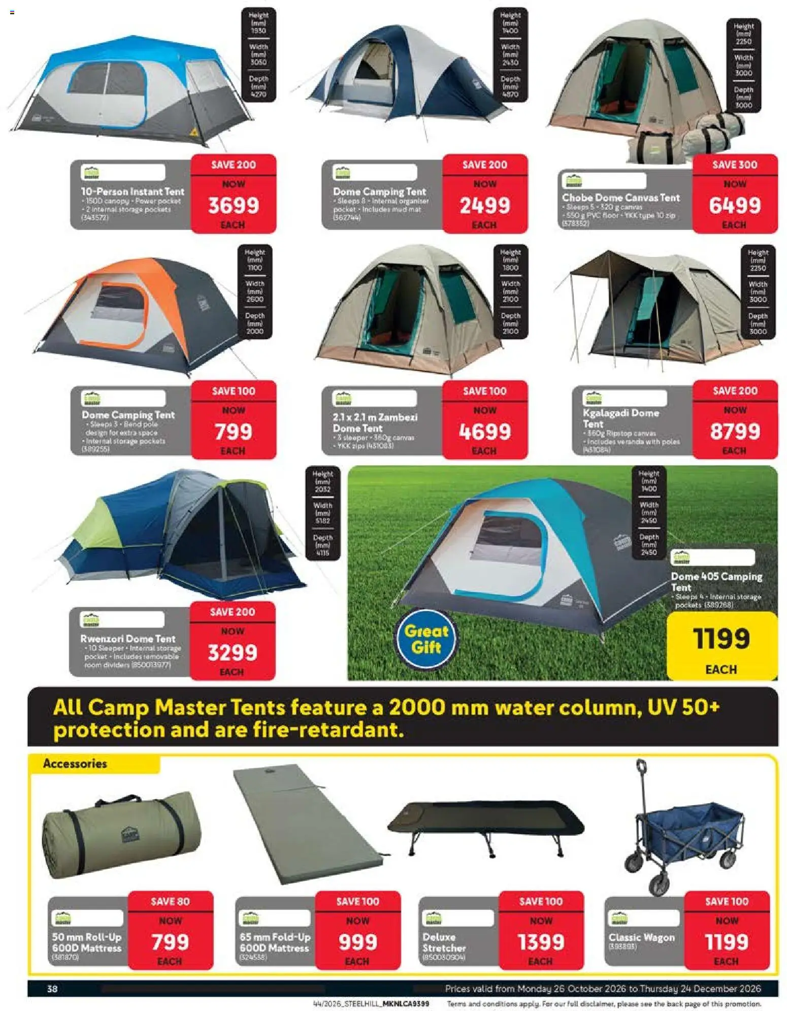 New Makro catalogue – valid from 26/10/2026 | Page: 38 | Products: Mattress, Tent, Water, Canvas
