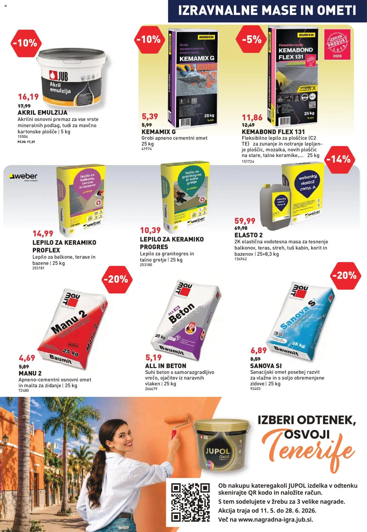 Novi Inpos katalog ponudbe – veljaven od 04.06.2026 | Stran: 19 | Izdelki: Ploščice, Lepilo, Beton