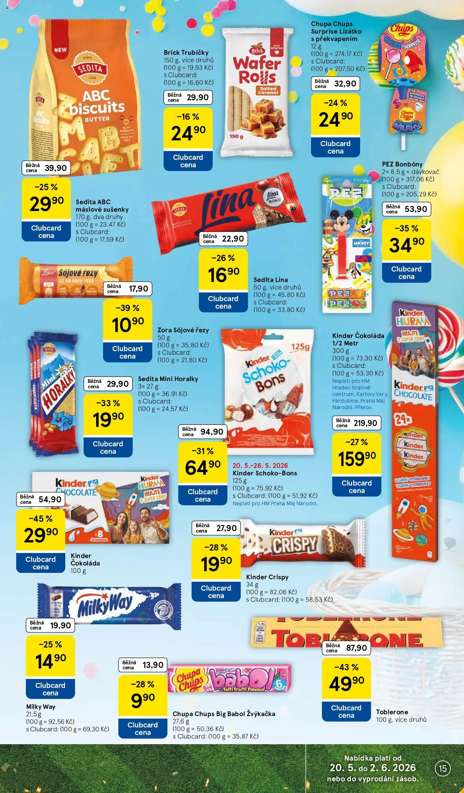 Tesco leták - Hypermarket od 20.05.2026 | Strana: 15 | Produkty: Čokoláda, Dávkovač, Lina, Sušenky