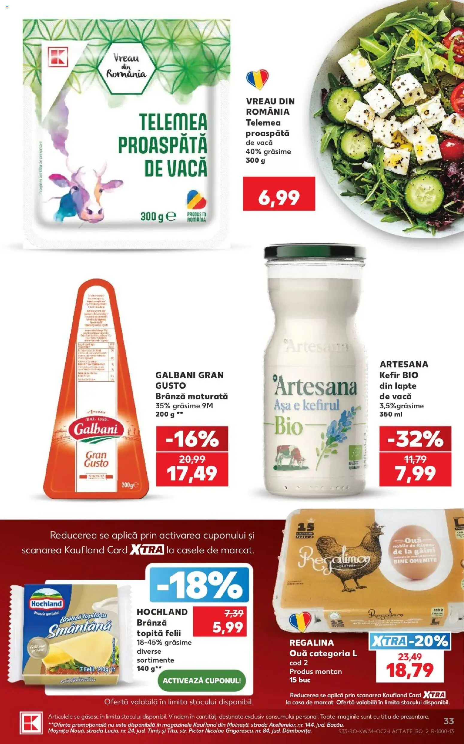 Kaufland RO akciós ujság - amely érvényes a következő dátumtól: 2026.08.19. | Oldal: 33 | Termékek: Kefir