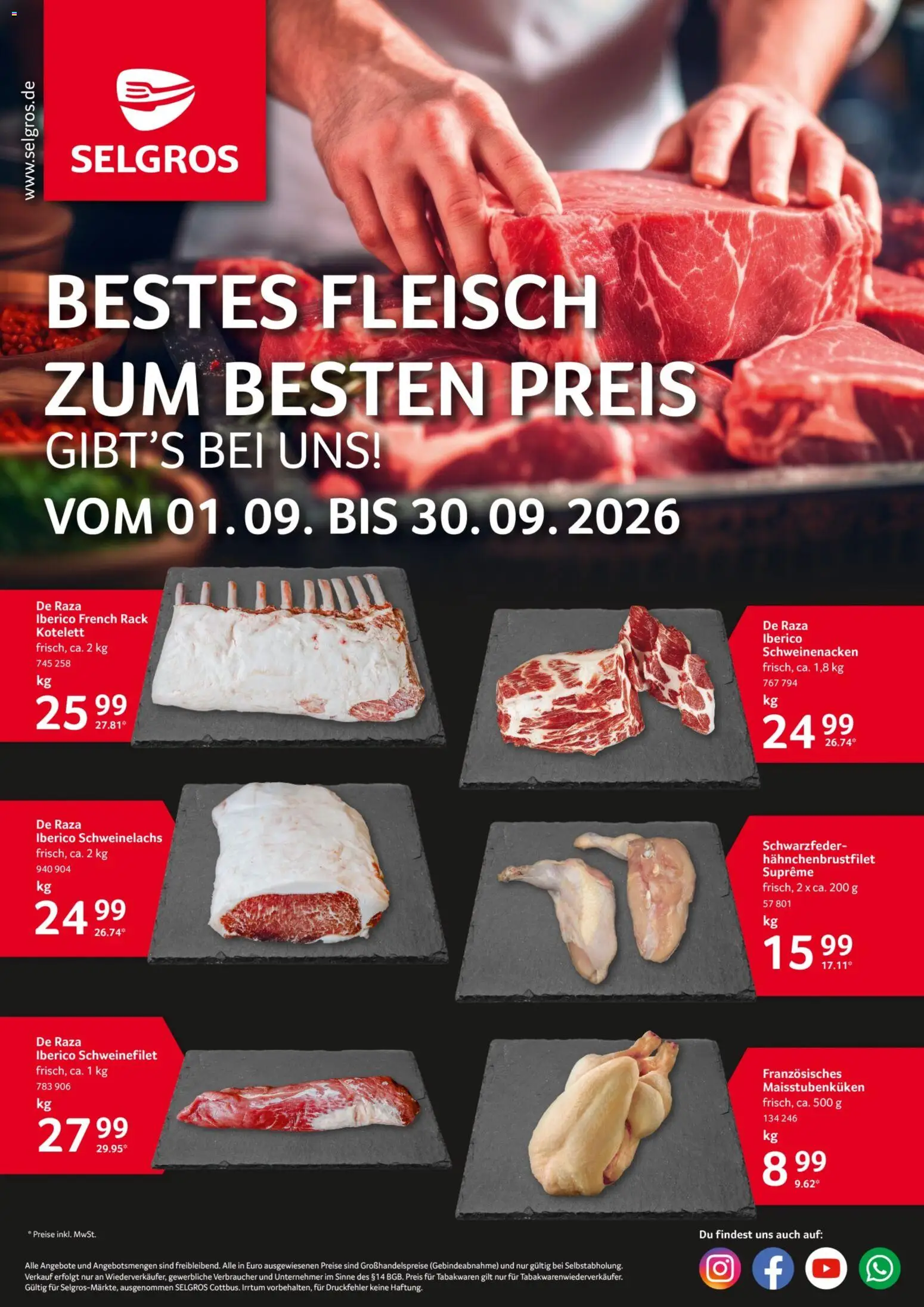 Selgros Bestes Fleisch – gültig ab 01.09.2026 | Seite: 1 | Produkte: Schweinenacken, Schweinefilet, Fleisch