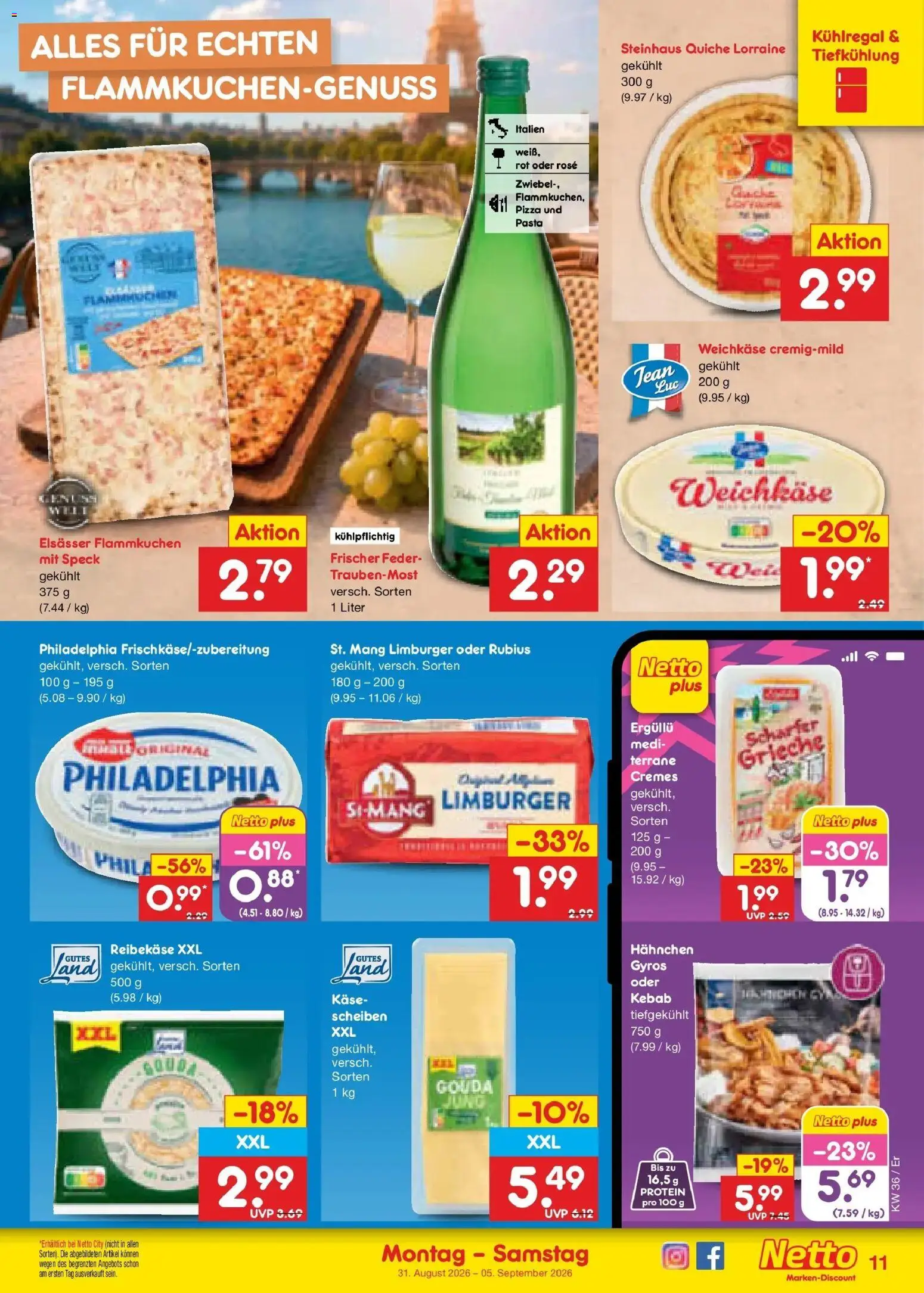 Netto Marken-Discount Prospekt Weimar – gültig ab 31.08.2026 | Seite: 13 | Produkte: Hahnchen, Käse, Pasta, Pizza