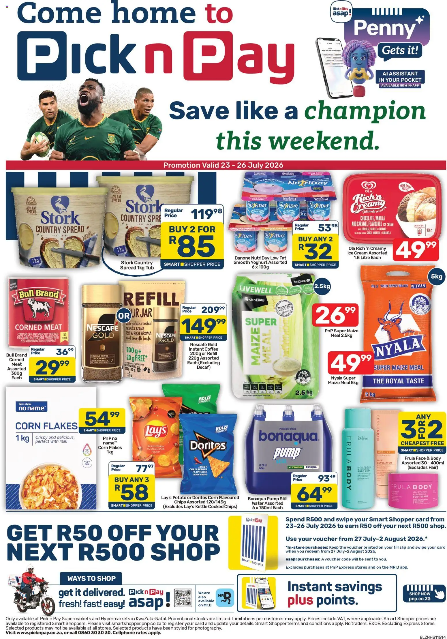 New Pick n Pay catalogue – valid from 23/07/2026 | Page: 1 | Products: Kettle, Chips, Cream, Pepper