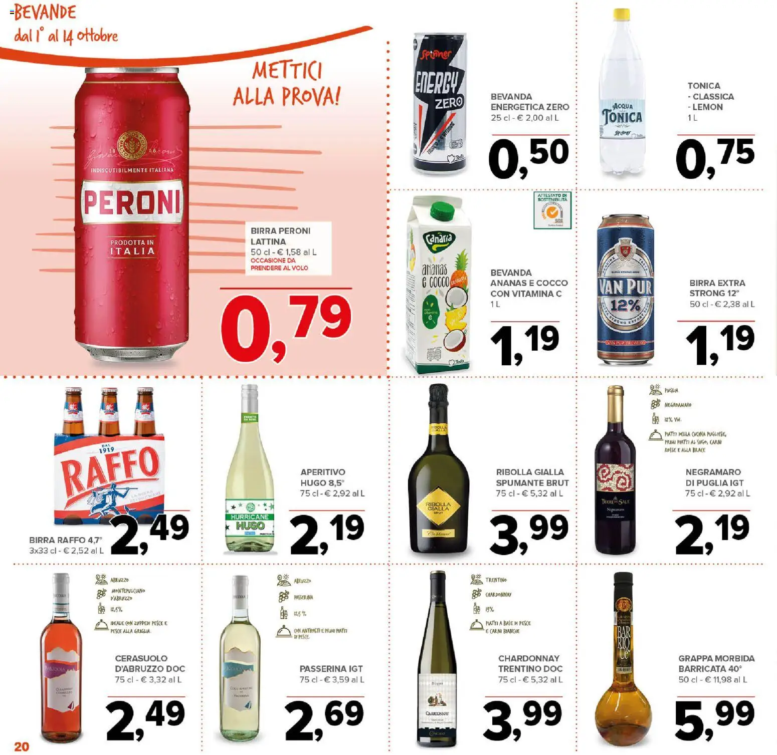 Volantino Todis del 01/10/2026 | Pagina: 20 | Prodotti: Pesce, Acqua, Grappa, Aperitivo