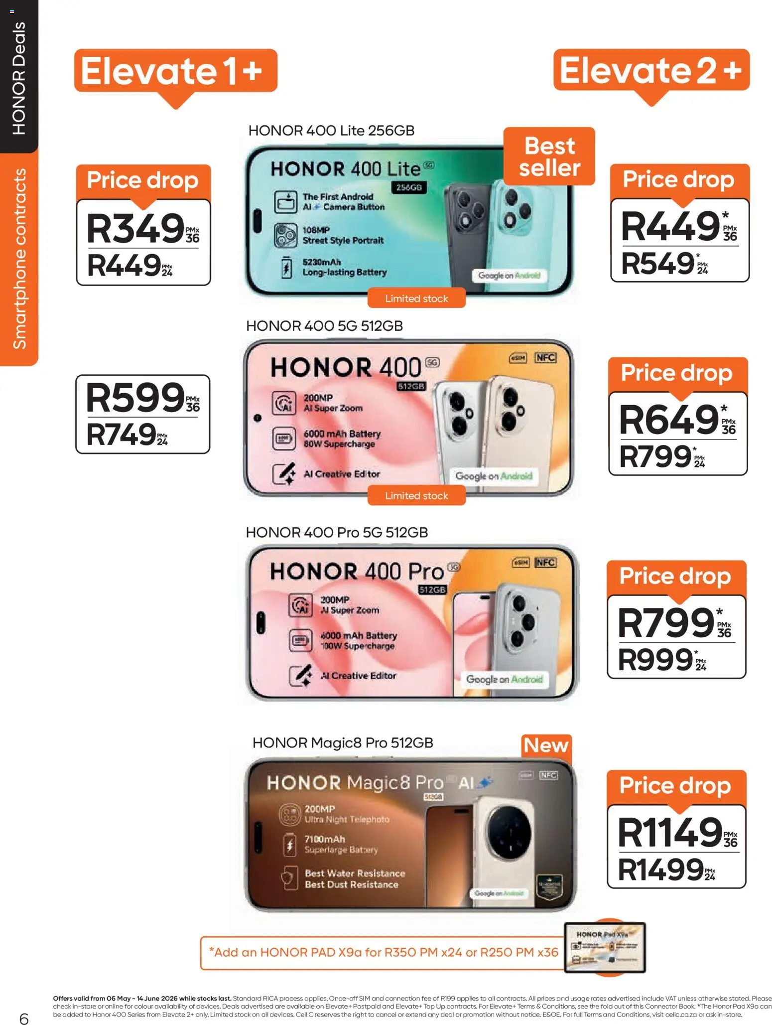 New Cell C catalogue – valid from 06.05.2026 | Page: 8 | Products: Camera, Connector, Stock, Water
