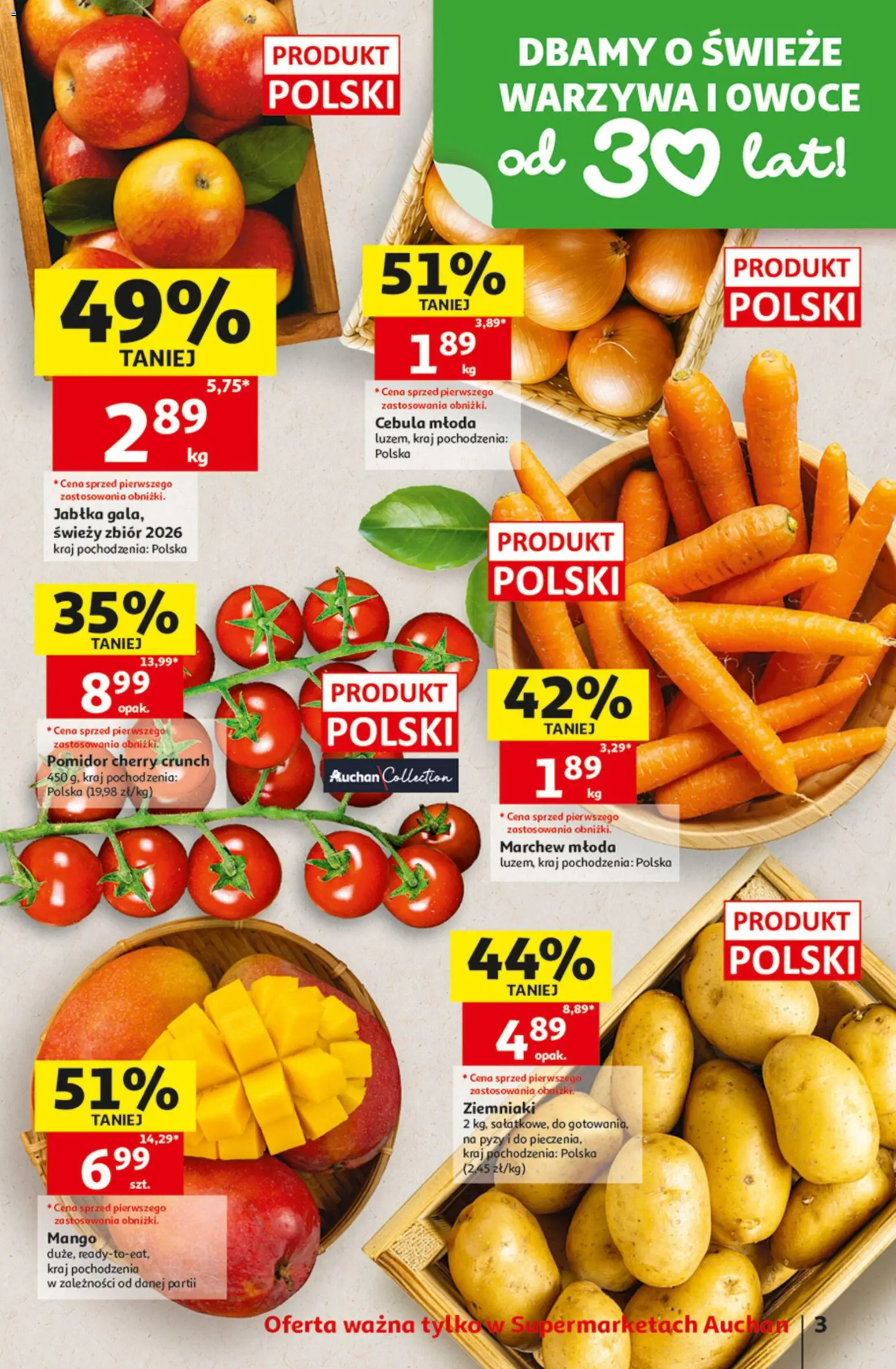 Auchan gazetka od 24.09.2026 | Strona: 3 | Produkty: Marchew, Jabłka, Warzywa, Owoce