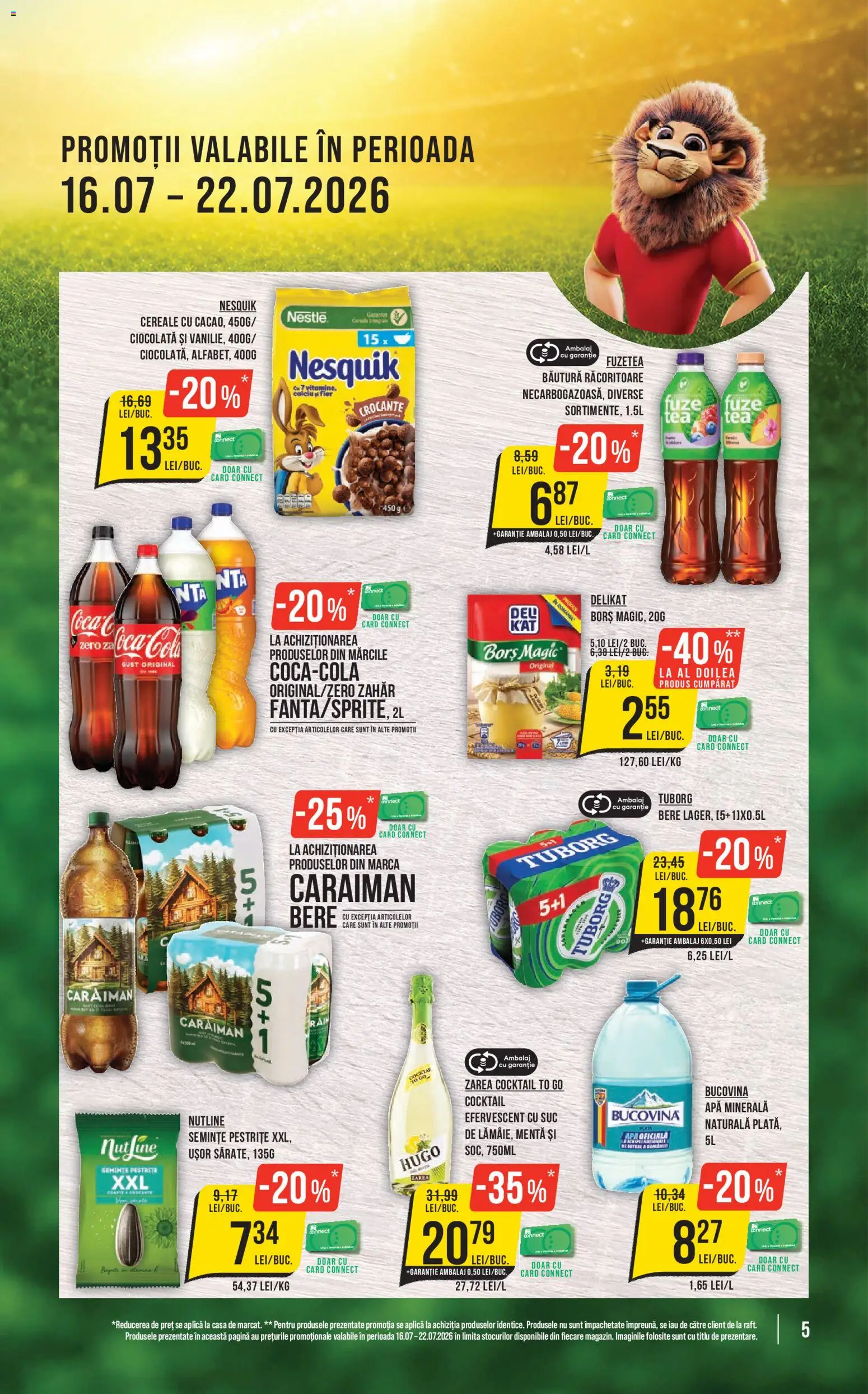 Noul catalog Mega Image – valabil de la 16.07.2026 | Pagină: 5 | Produse: Bautura racoritoare, Suc, Apă, Hugo
