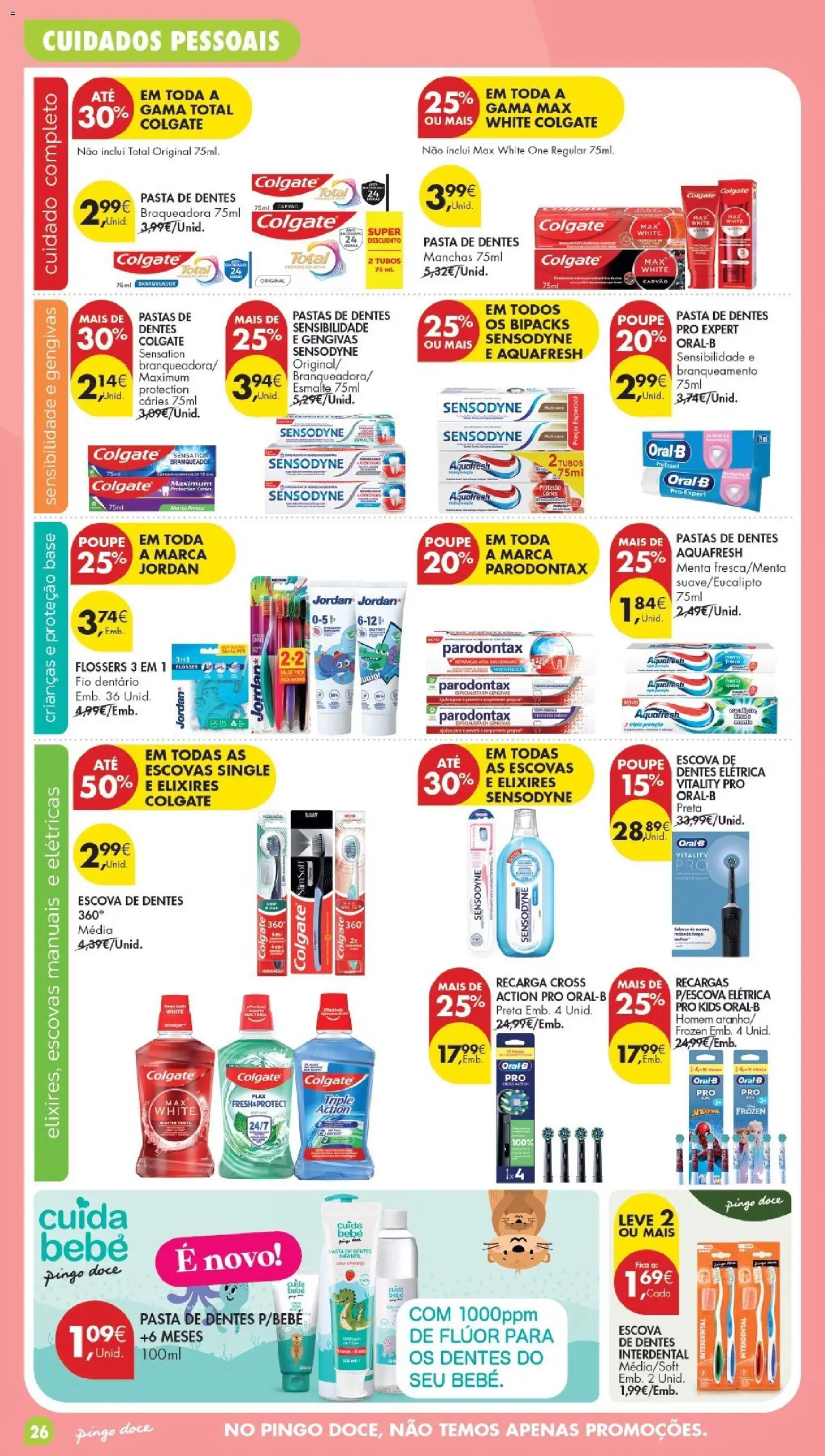 Pingo Doce folheto Poupe Esta Semana Madeira │ válido de 27/10/2026 | Página: 26 | Produtos: Pasta de dentes, Escova de dentes, Base